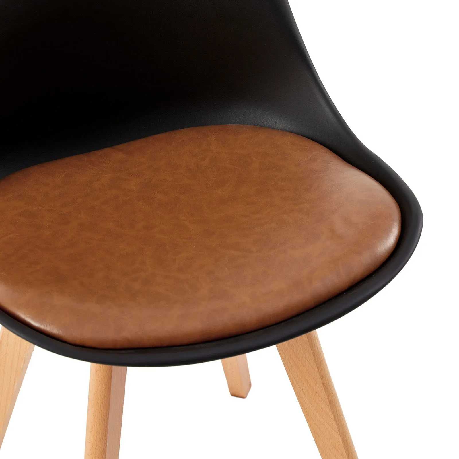 EGGREE Set di 8 Sedie da Pranzo in Pelle PU e Legno di Faggio, Nero - Marrone - immagine 10