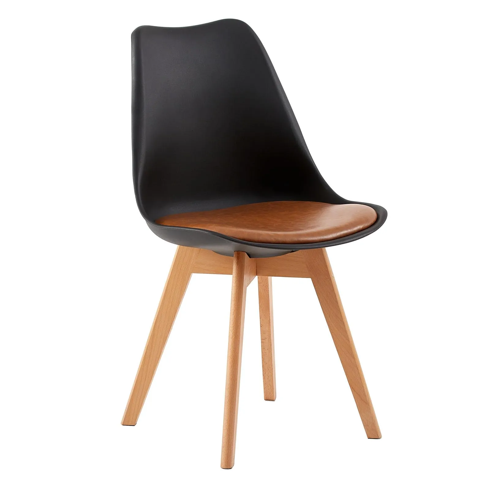 EGGREE Set di 8 Sedie da Pranzo in Pelle PU e Legno di Faggio, Nero - Marrone - immagine 11