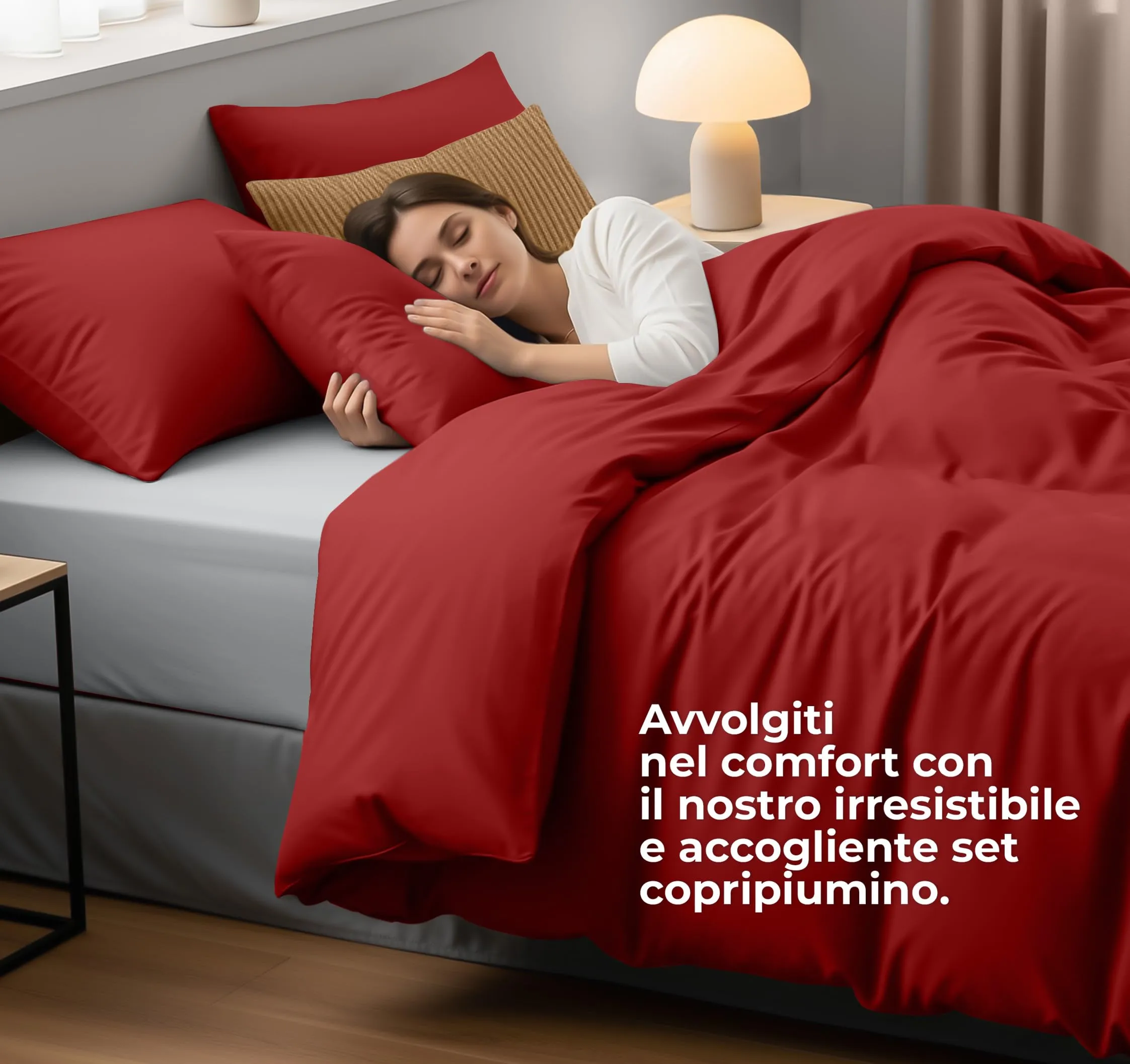 Utopia Bedding Copripiumino Matrimoniale 200x200 cm e 2 Federe 50x75 cm, Rosso - immagine 3
