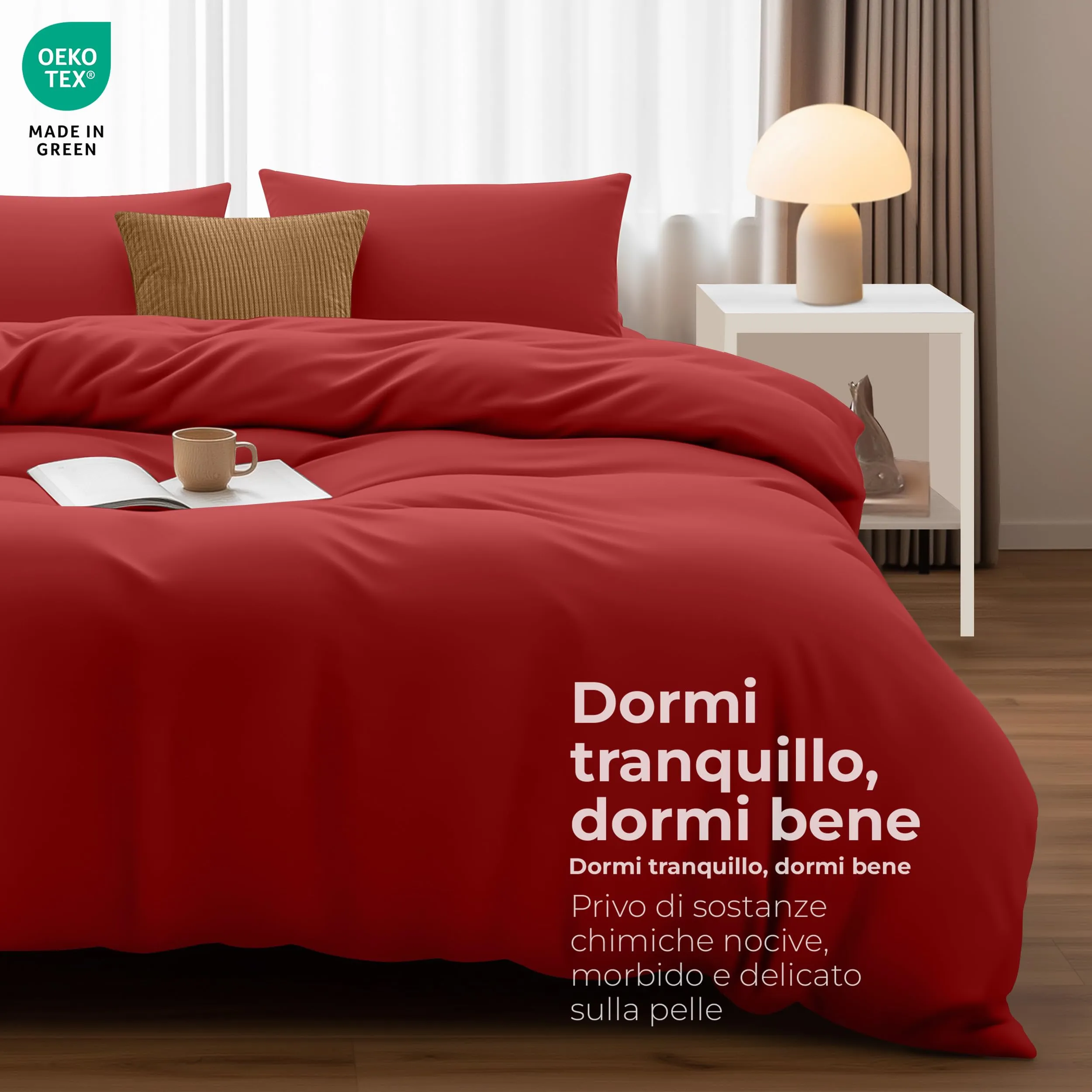 Utopia Bedding Copripiumino Matrimoniale 200x200 cm e 2 Federe 50x75 cm, Rosso - immagine 4