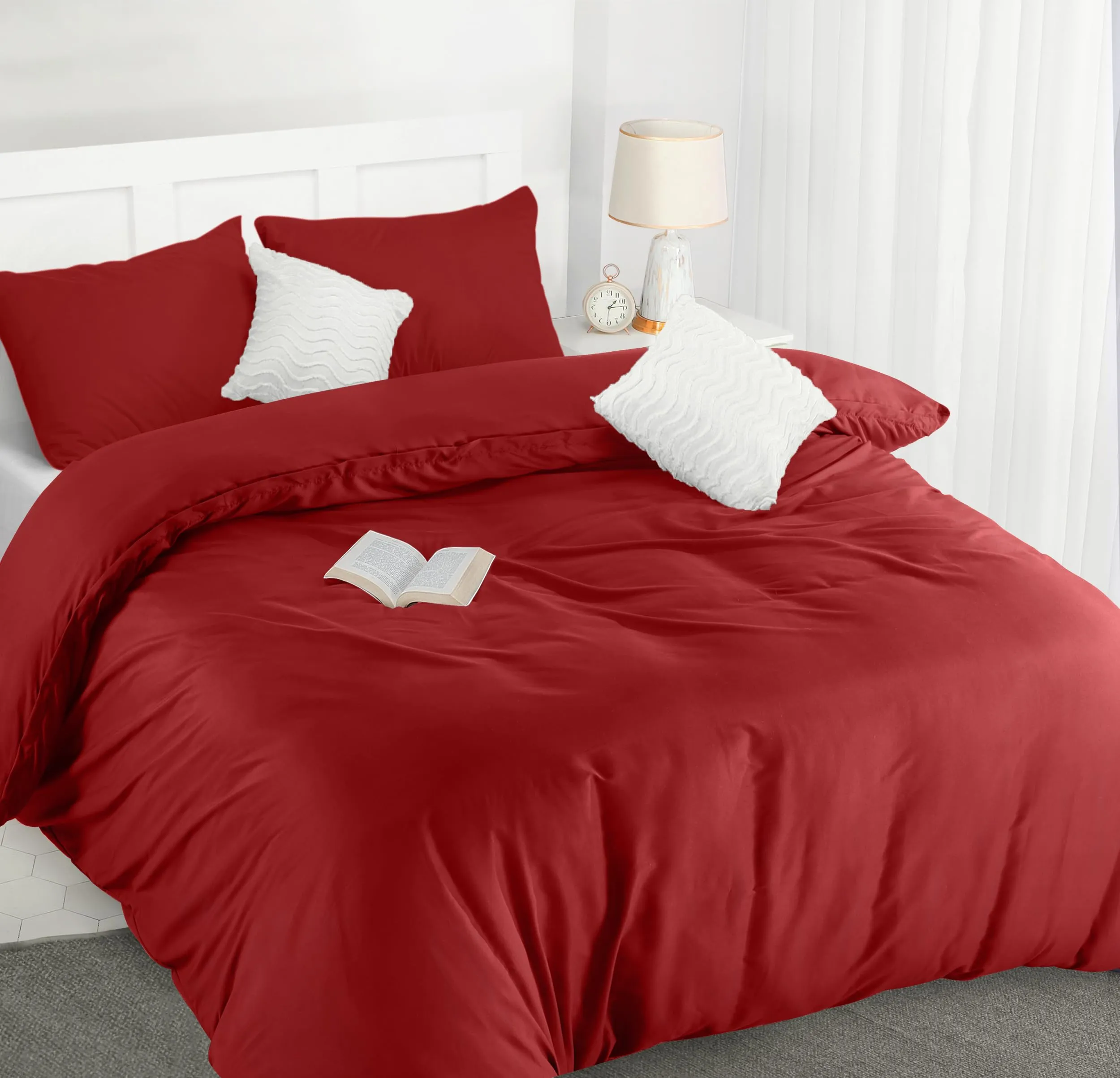 Utopia Bedding Copripiumino Matrimoniale 200x200 cm e 2 Federe 50x75 cm, Rosso - immagine 6