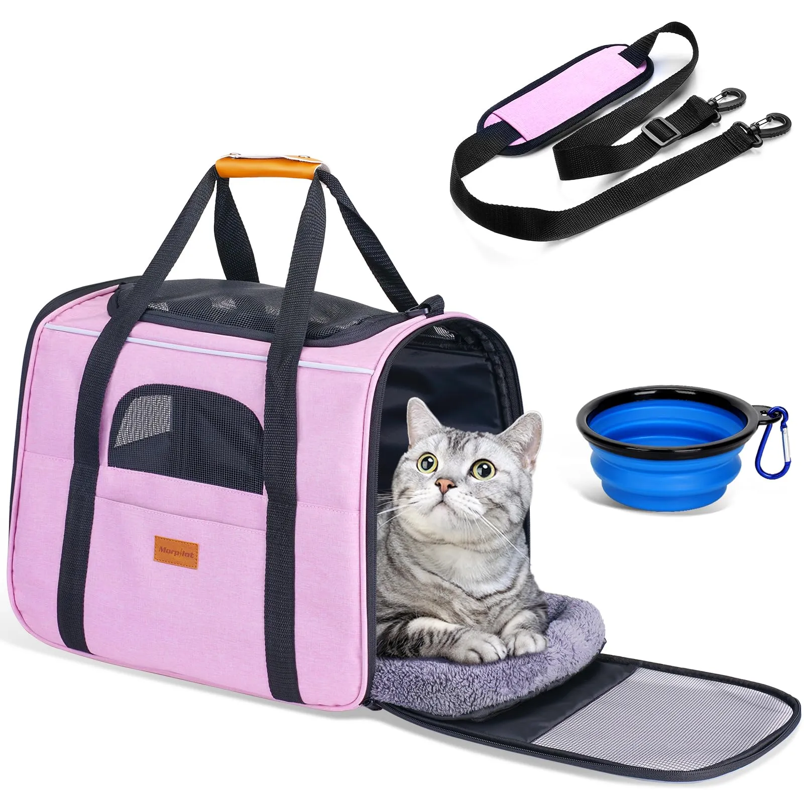 Morpilot Trasportino per Gatti e Cani fino a 7 kg, Pieghevole, 44x31x34cm, Rosa - immagine 1