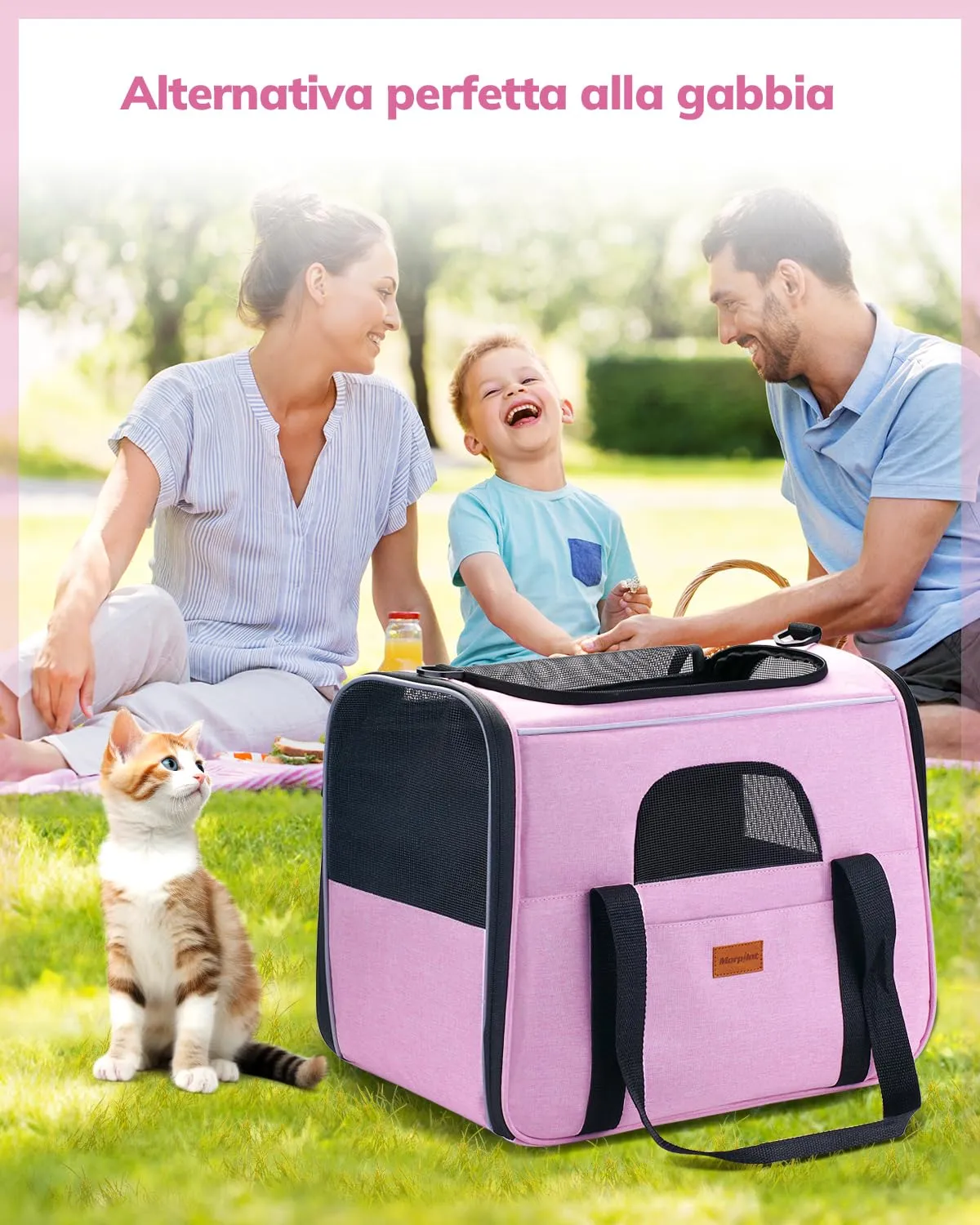 Morpilot Trasportino per Gatti e Cani fino a 7 kg, Pieghevole, 44x31x34cm, Rosa - immagine 7