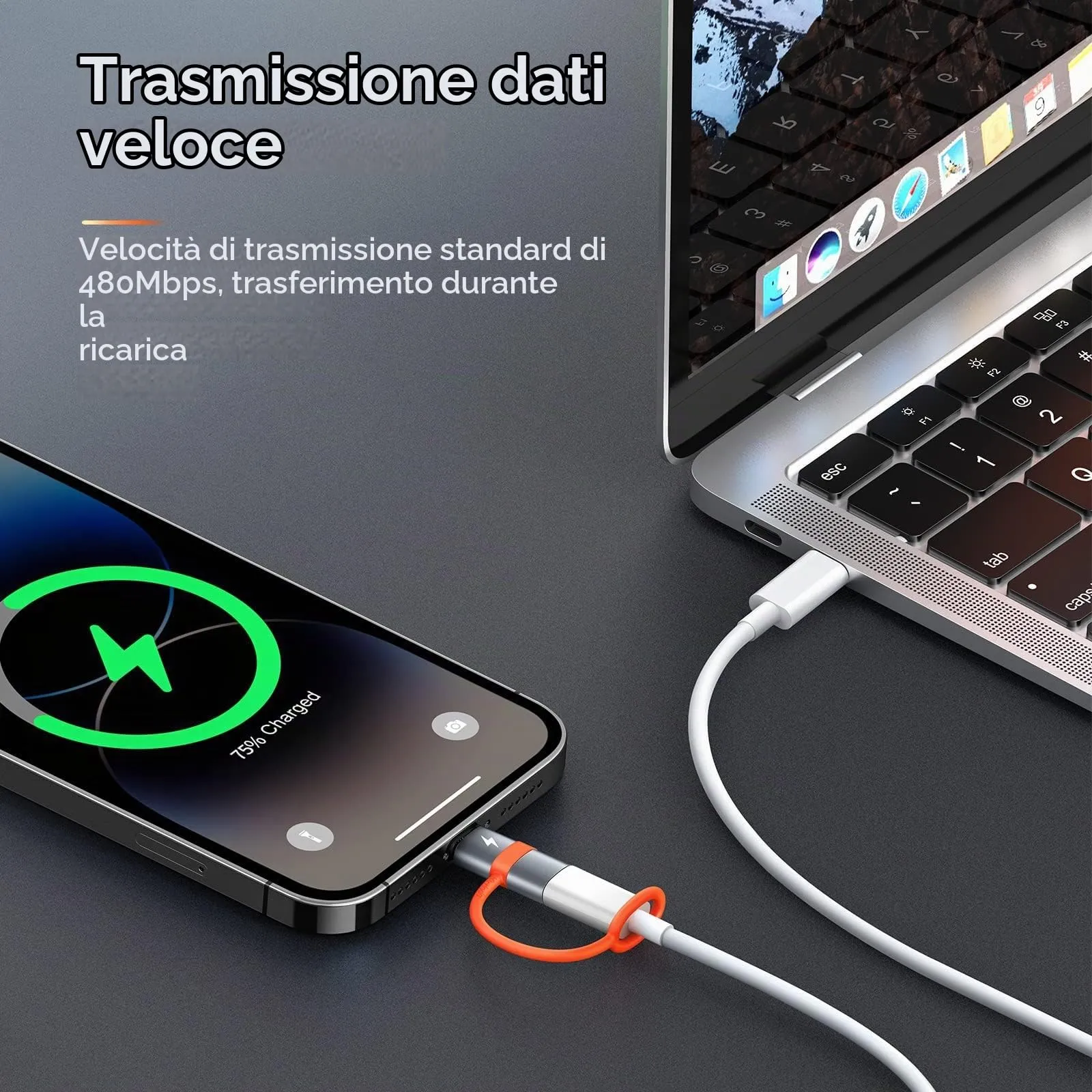 mcdodo Adattatore USB-C a Lightning 36W PD, 2 pezzi, con Chip E-Mark e Gancio in Silicio - immagine 5