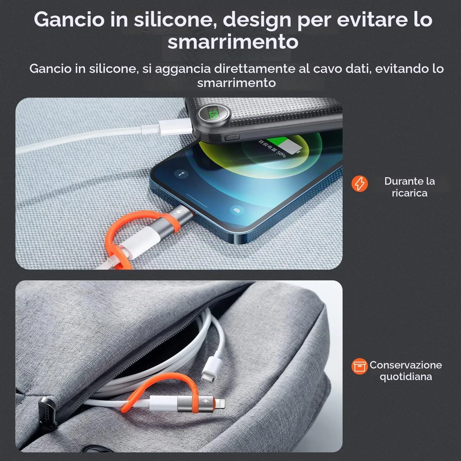 mcdodo Adattatore USB-C a Lightning 36W PD, 2 pezzi, con Chip E-Mark e Gancio in Silicio - immagine 7