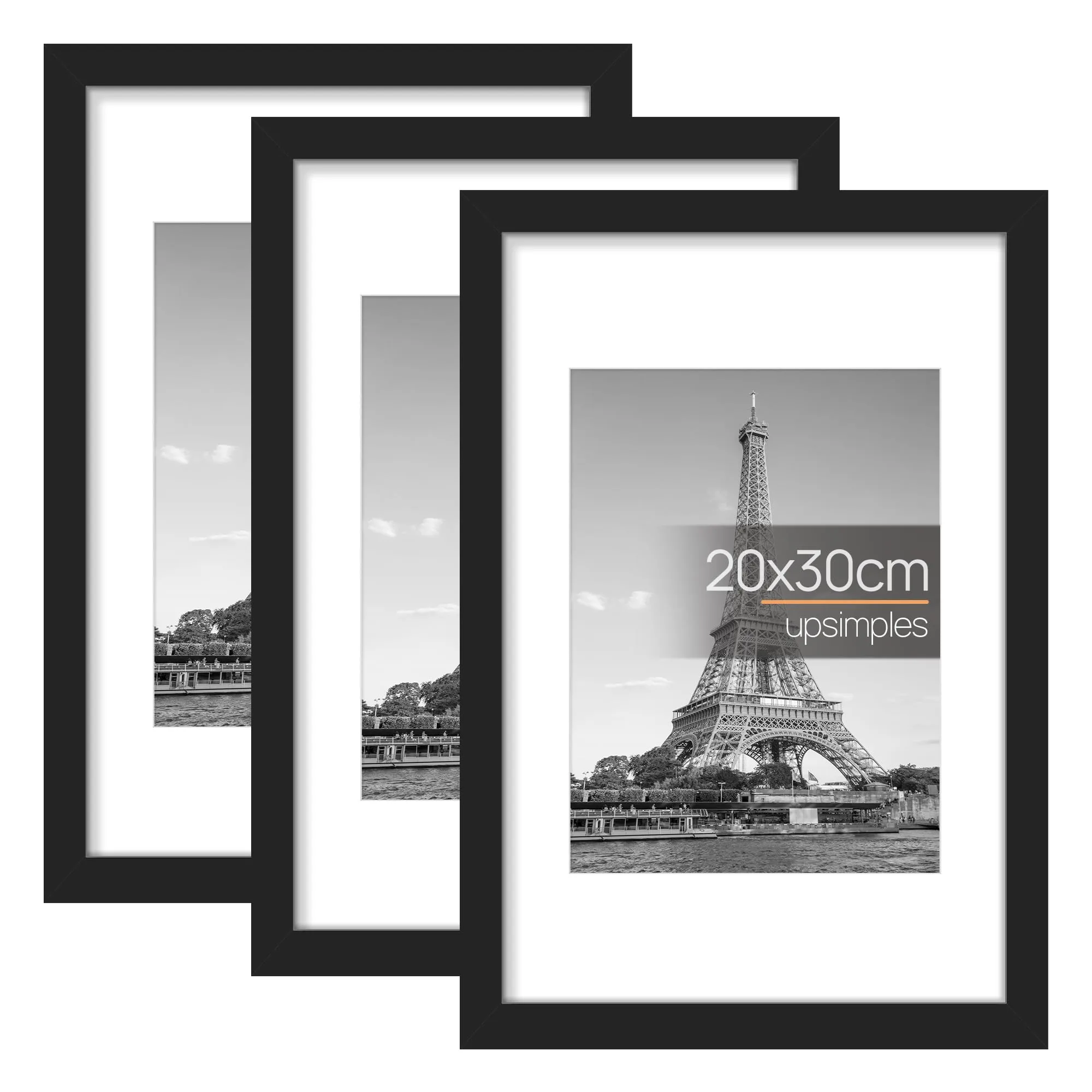 upsimples Cornici portafoto, Set da 3, 20 x 30 cm, Nero - immagine 1