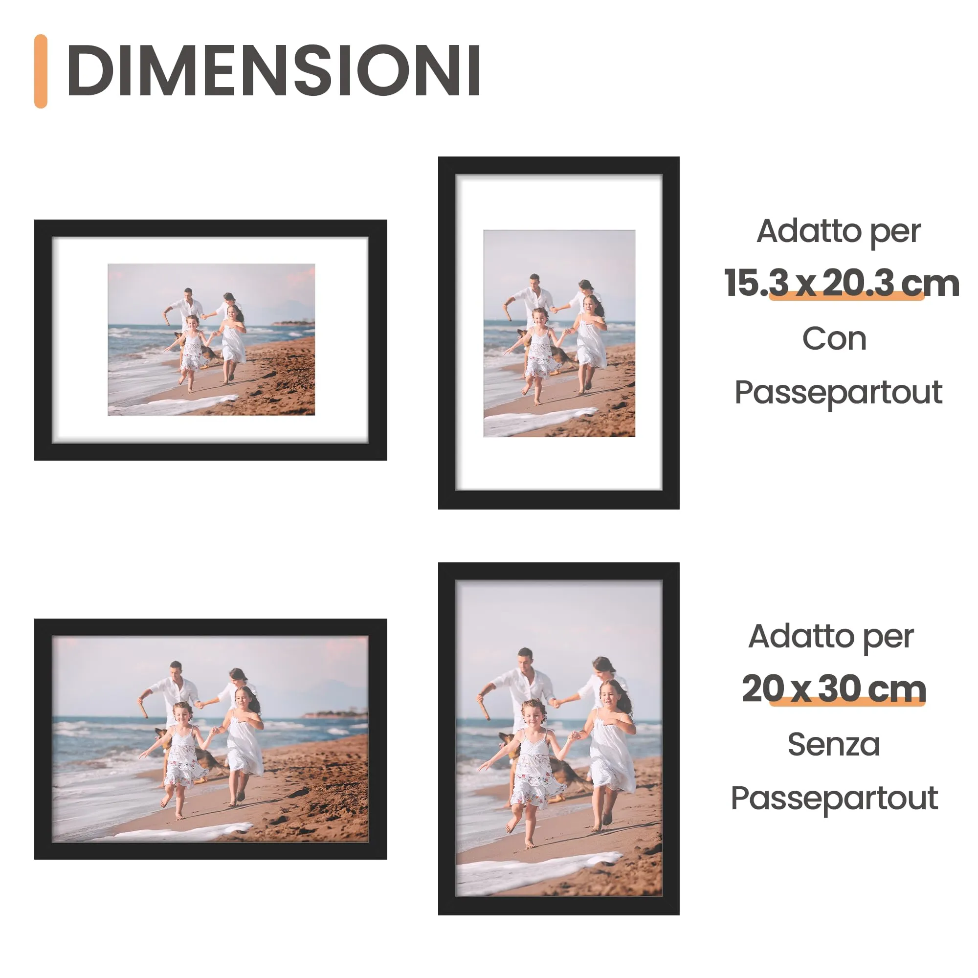 upsimples Cornici portafoto, Set da 3, 20 x 30 cm, Nero - immagine 2