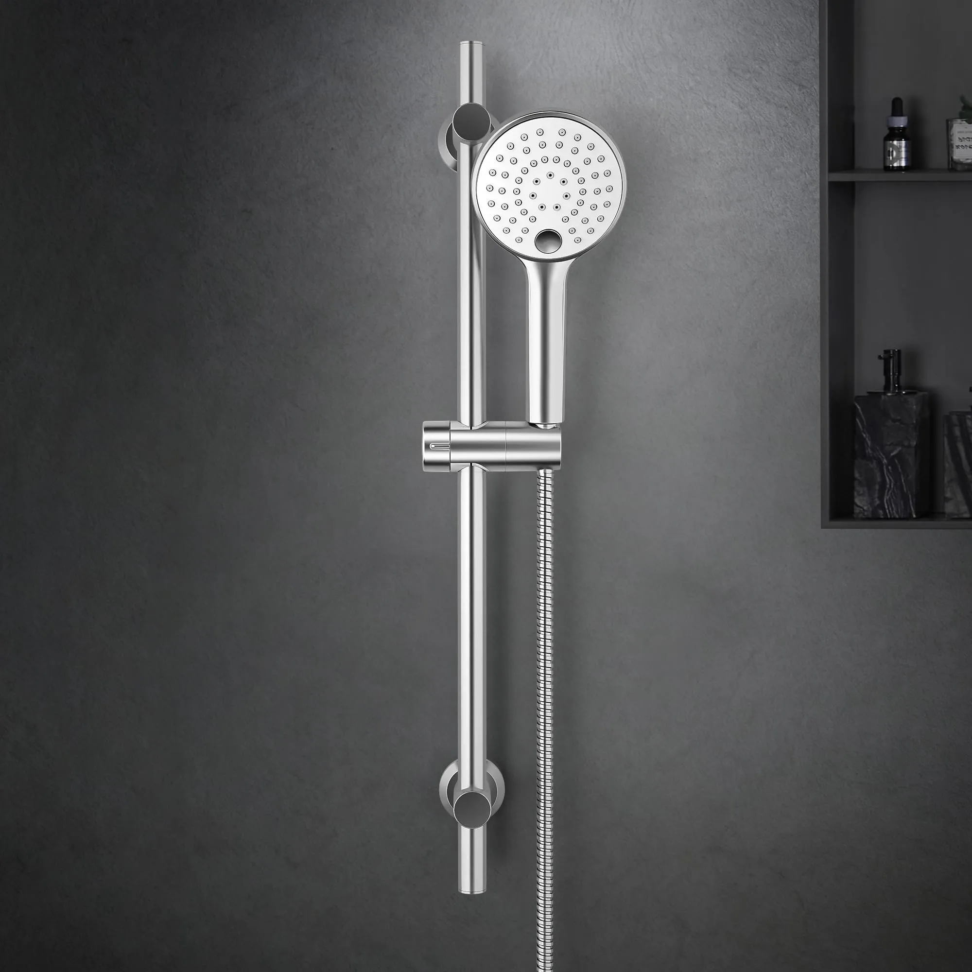 Görbach Colonna Doccia in Acciaio Inox con Doccetta, Asta 70 cm e Tubo 150 cm, Cromo - immagine 2