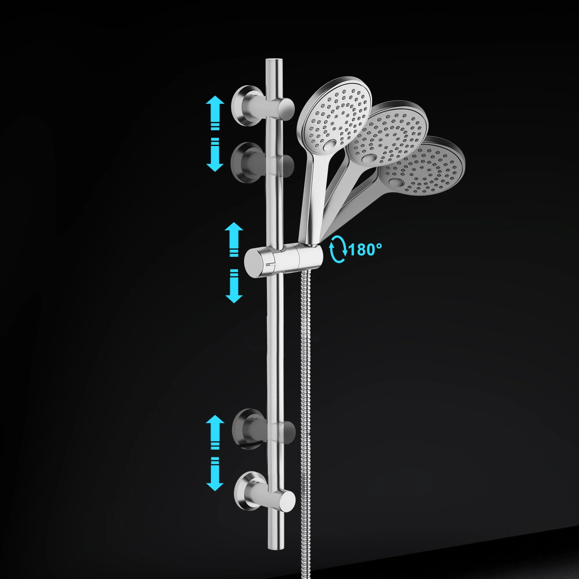 Görbach Colonna Doccia in Acciaio Inox con Doccetta, Asta 70 cm e Tubo 150 cm, Cromo - immagine 4