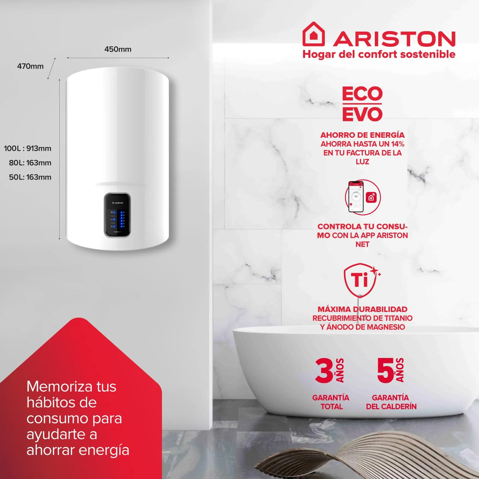 Ariston Lydos Wifi Scaldabagno Elettrico 80 Litri con EVO-ECO e Waterplus - immagine 7