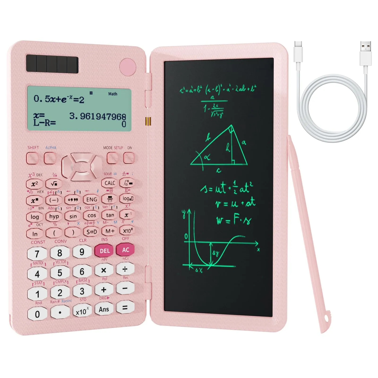 NEWYES Calcolatrice Scientifica Ricaricabile 991ES MAX con Tavoletta Scrittura e Penna, Rosa - immagine 1