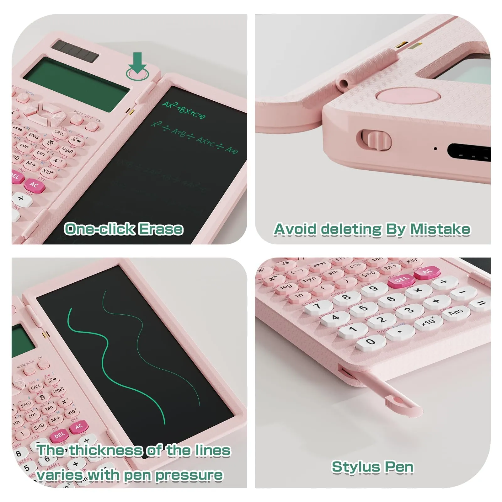 NEWYES Calcolatrice Scientifica Ricaricabile 991ES MAX con Tavoletta Scrittura e Penna, Rosa - immagine 5
