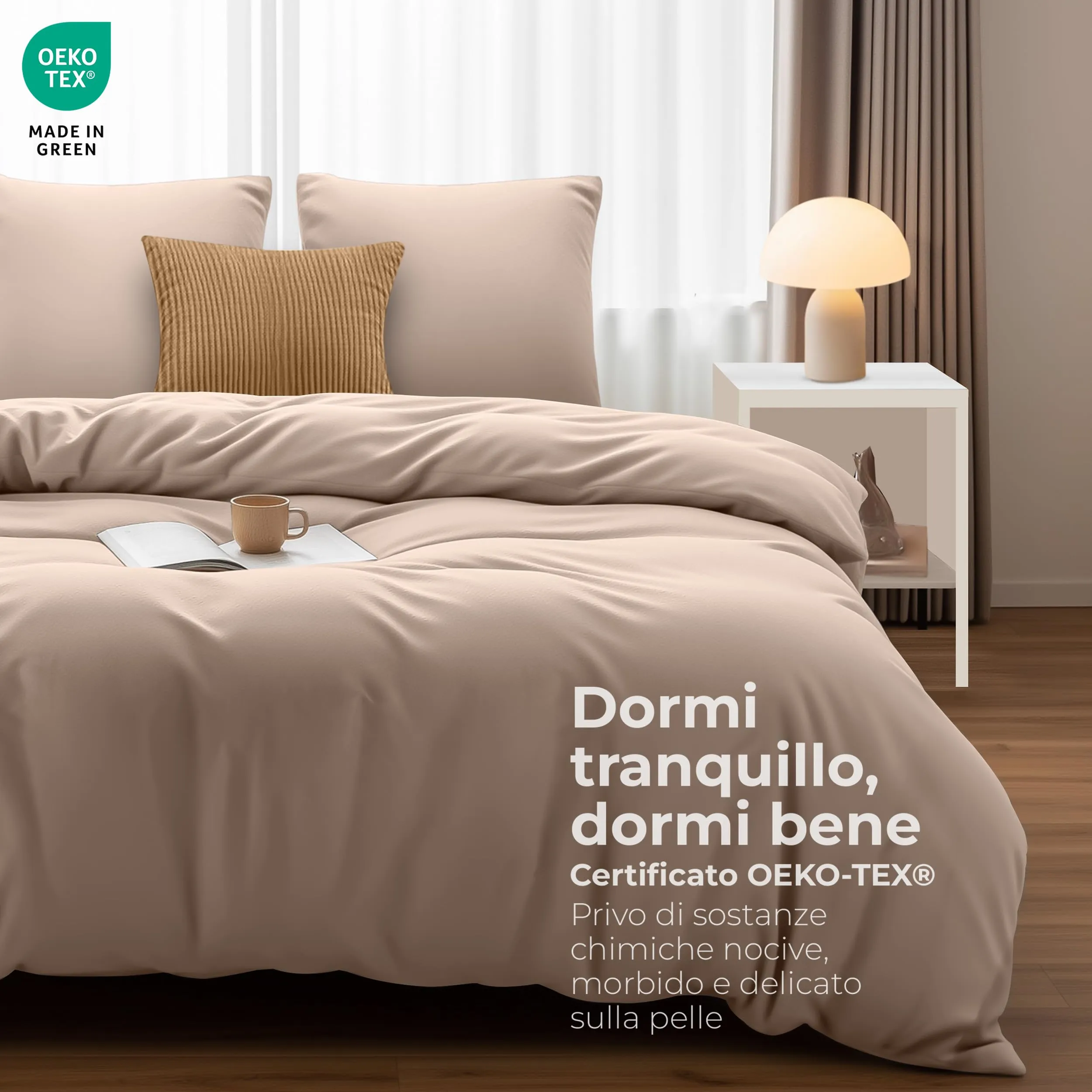 Utopia Bedding Copripiumino 155x220 cm con 2 Federe 80x80 cm, Beige - immagine 2
