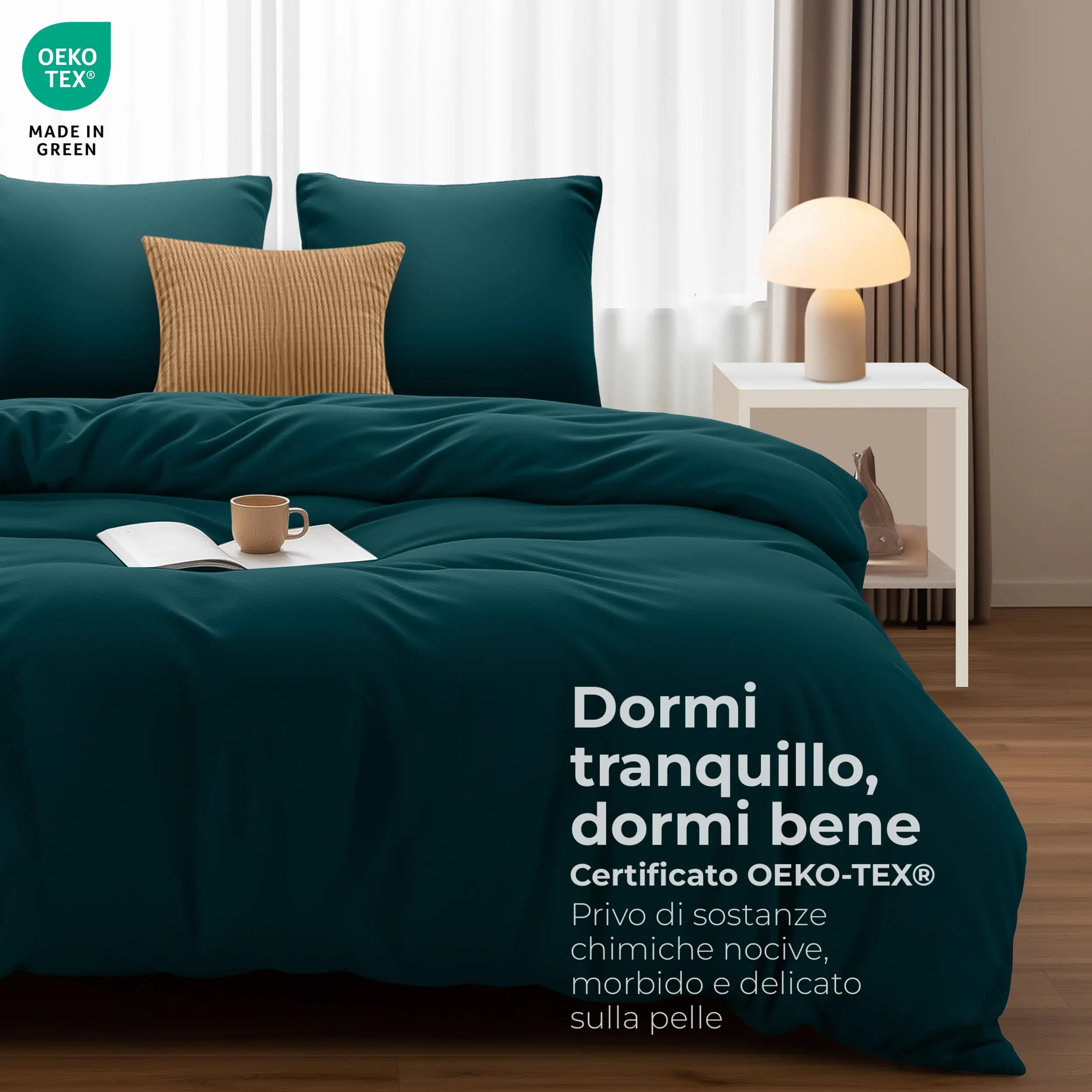 Utopia Bedding Set Copripiumino 240x220 cm e 2 Federe 65x65 cm, Microfibra, Verde Alzavola - immagine 2