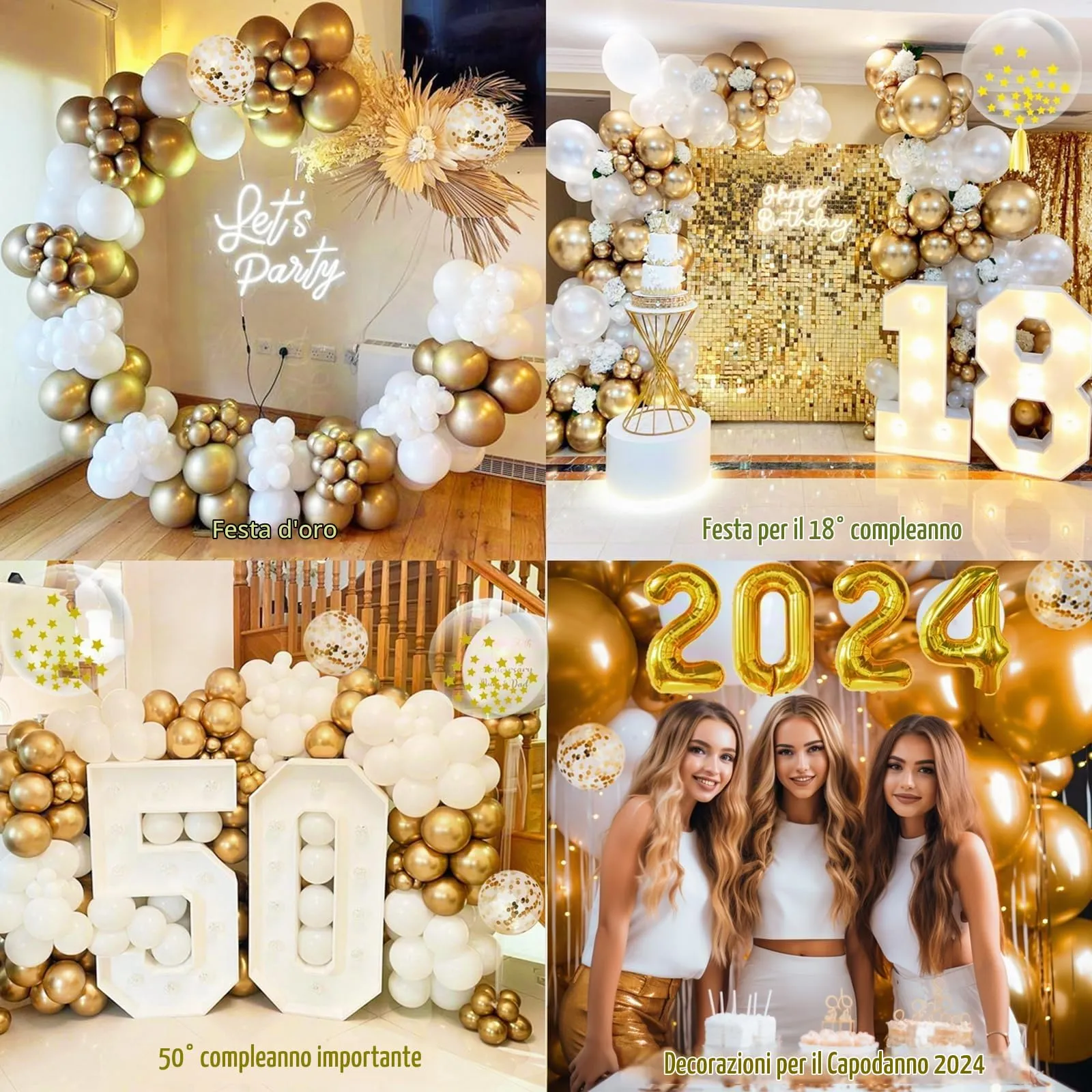 fairymaiden Arco di Palloncini Platinum - 115 Pezzi, Bianco e Oro con Farfalle e Coriandoli - immagine 4