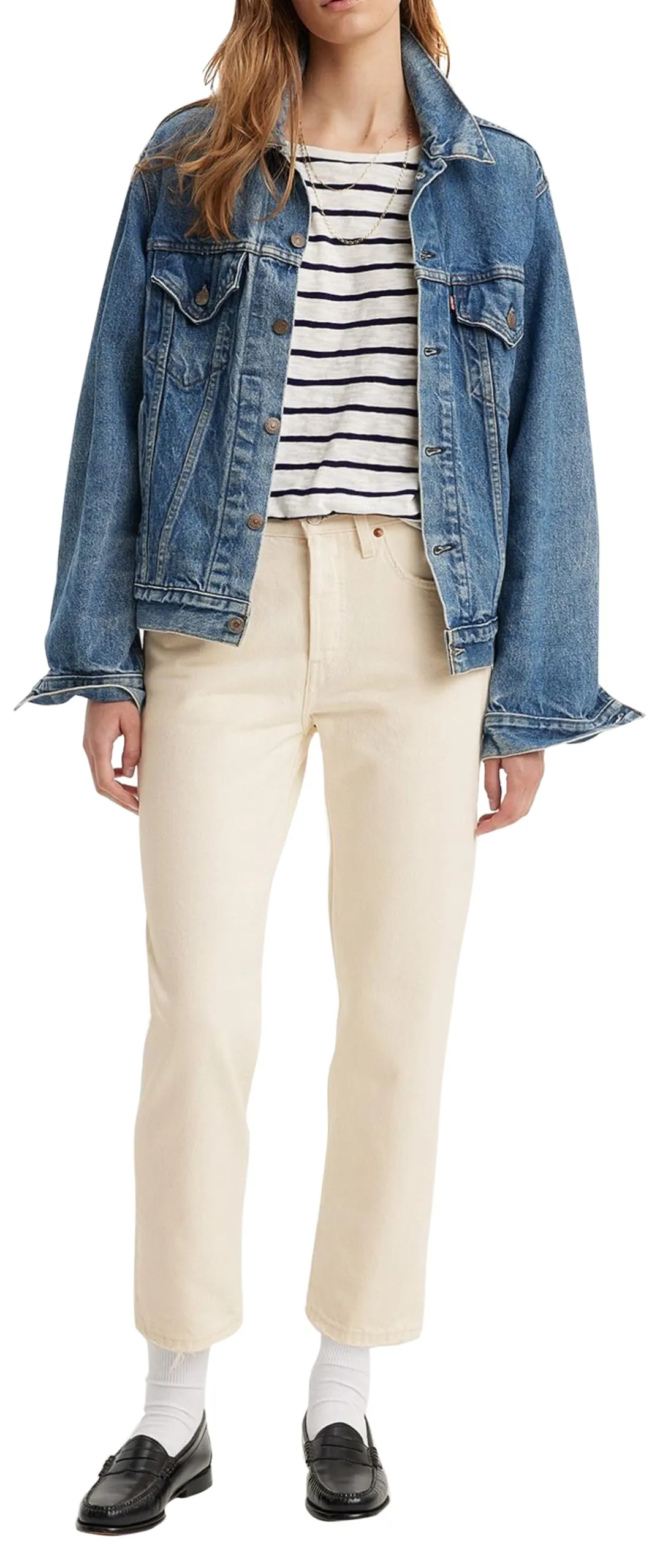 Levi's 501 Crop Jeans Donna, Ecru Booper No Damag, 32W / 30L - immagine 2