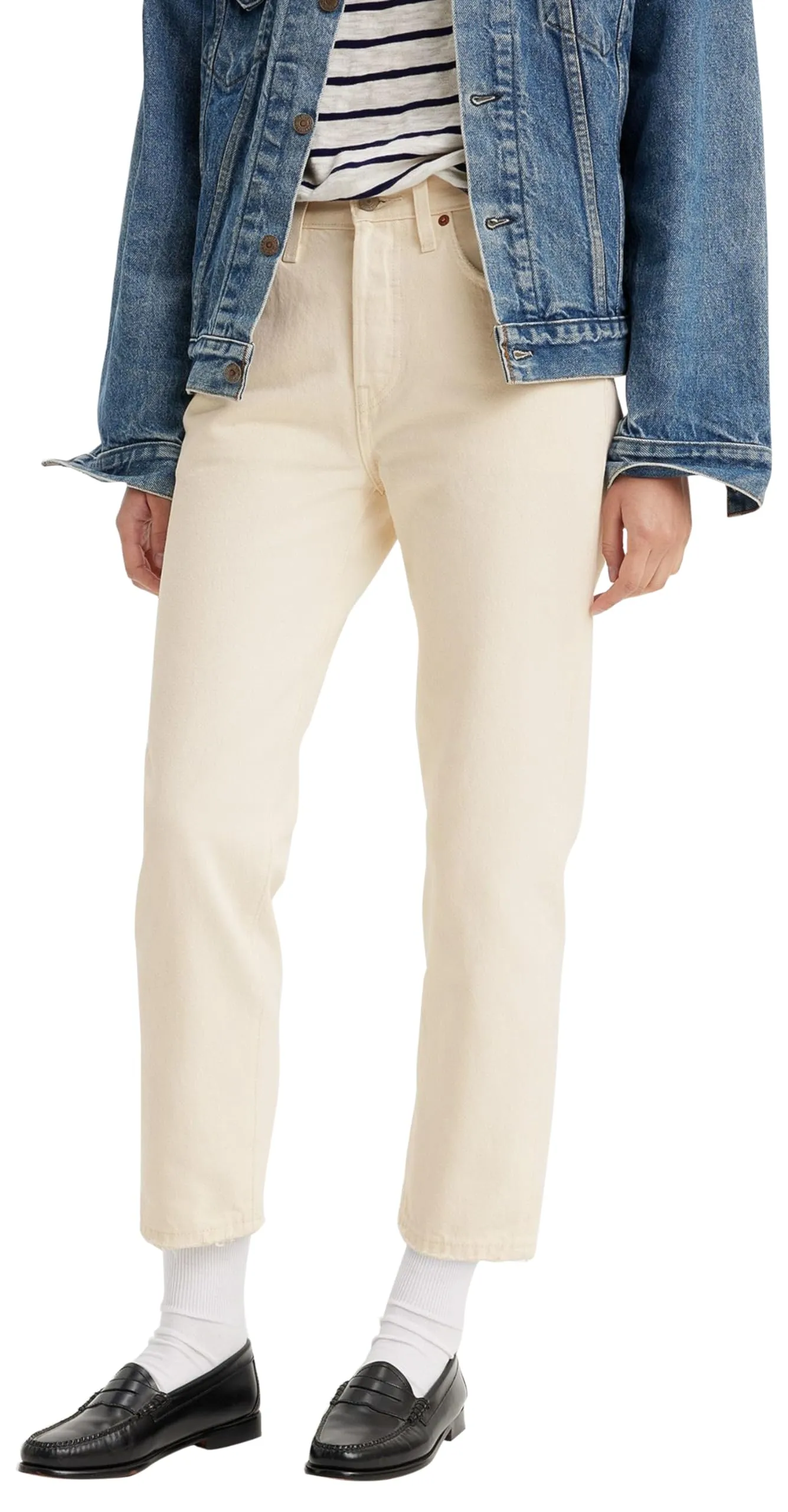 Levi's 501 Crop Jeans Donna, Ecru Booper No Damag, 32W / 30L - immagine 3
