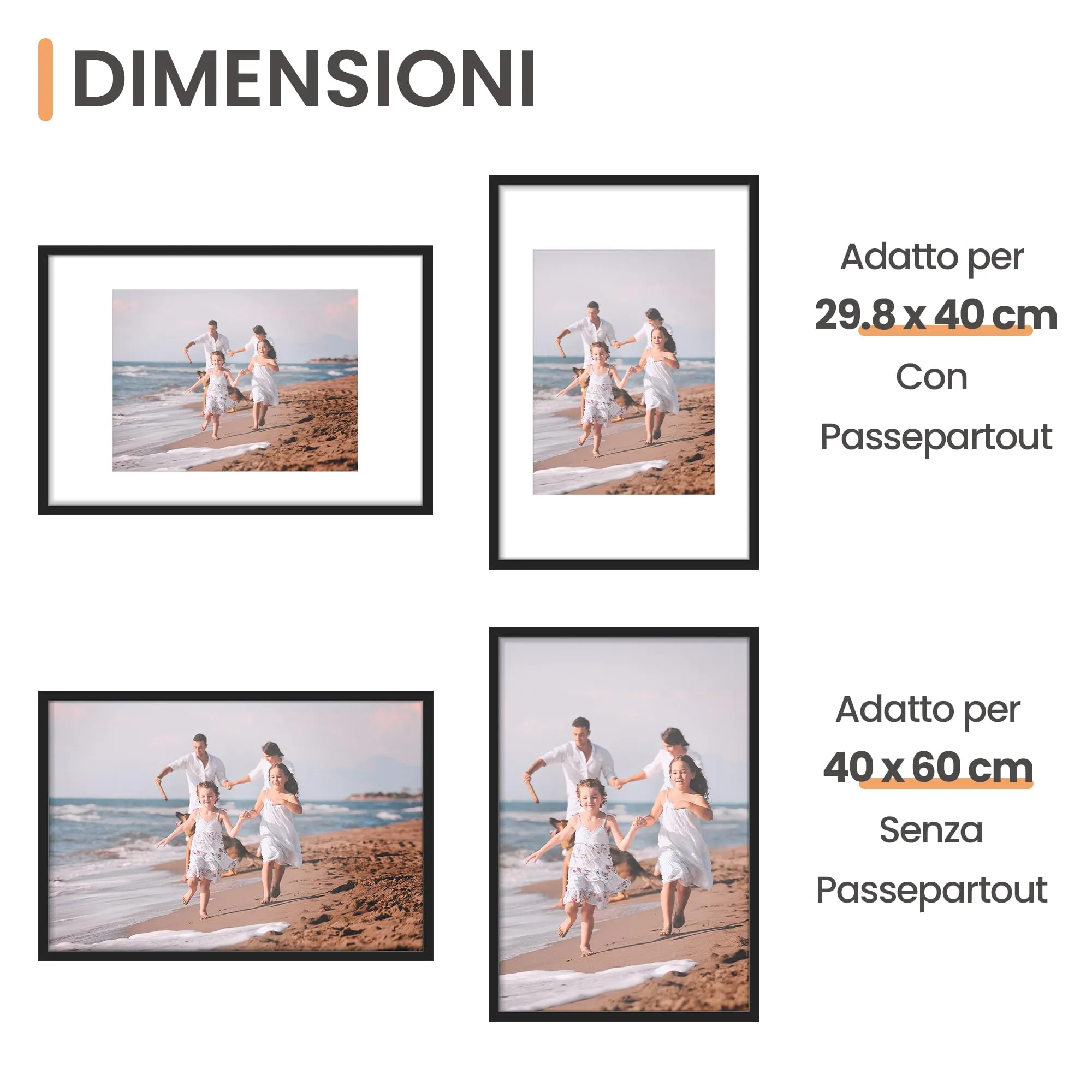 upsimples Cornici Portafoto, Set da 3, 40 x 60 cm, Nero - immagine 2