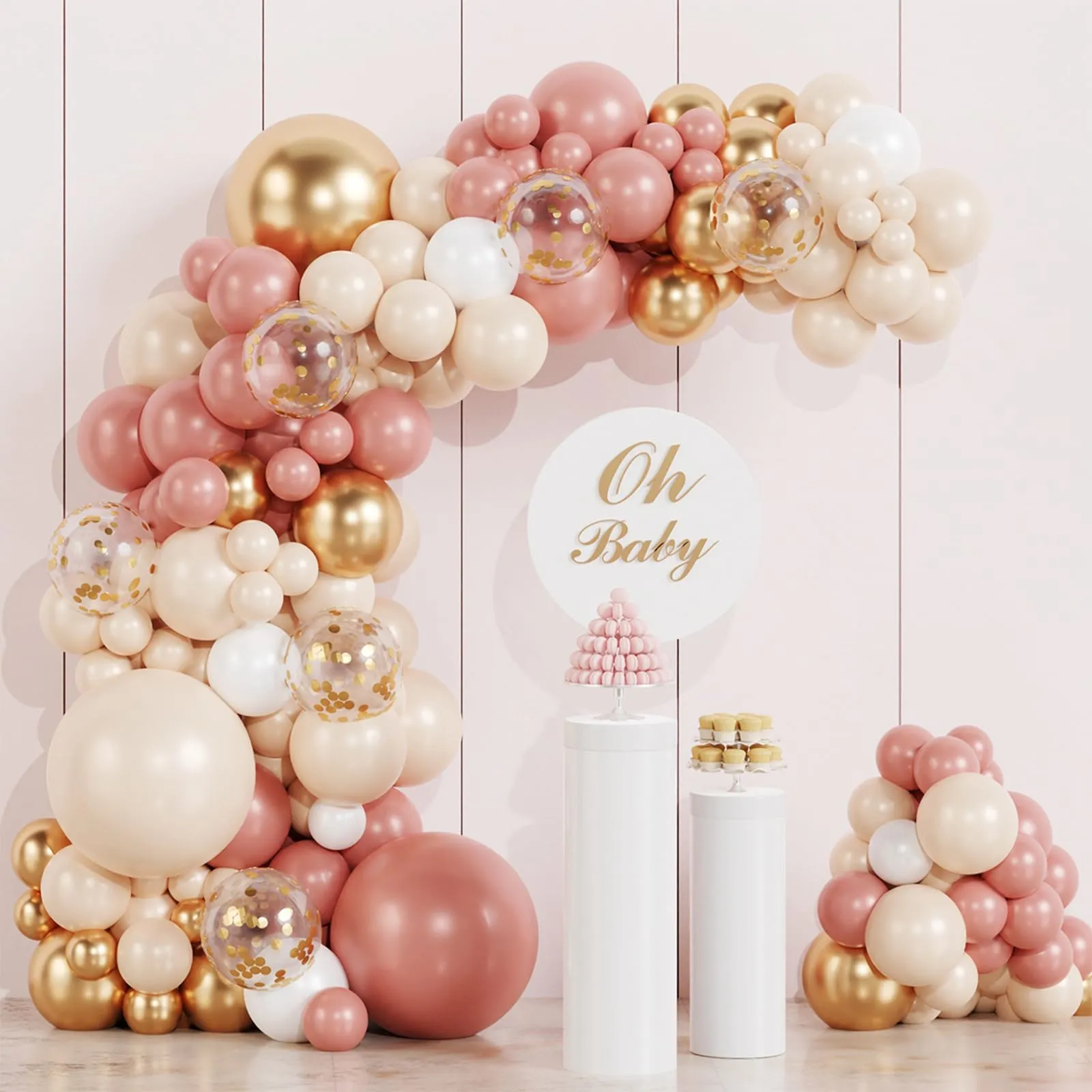 fairymaiden Kit Arco di Palloncini Oro Rosa e Bianco, 115 Pezzi - immagine 3