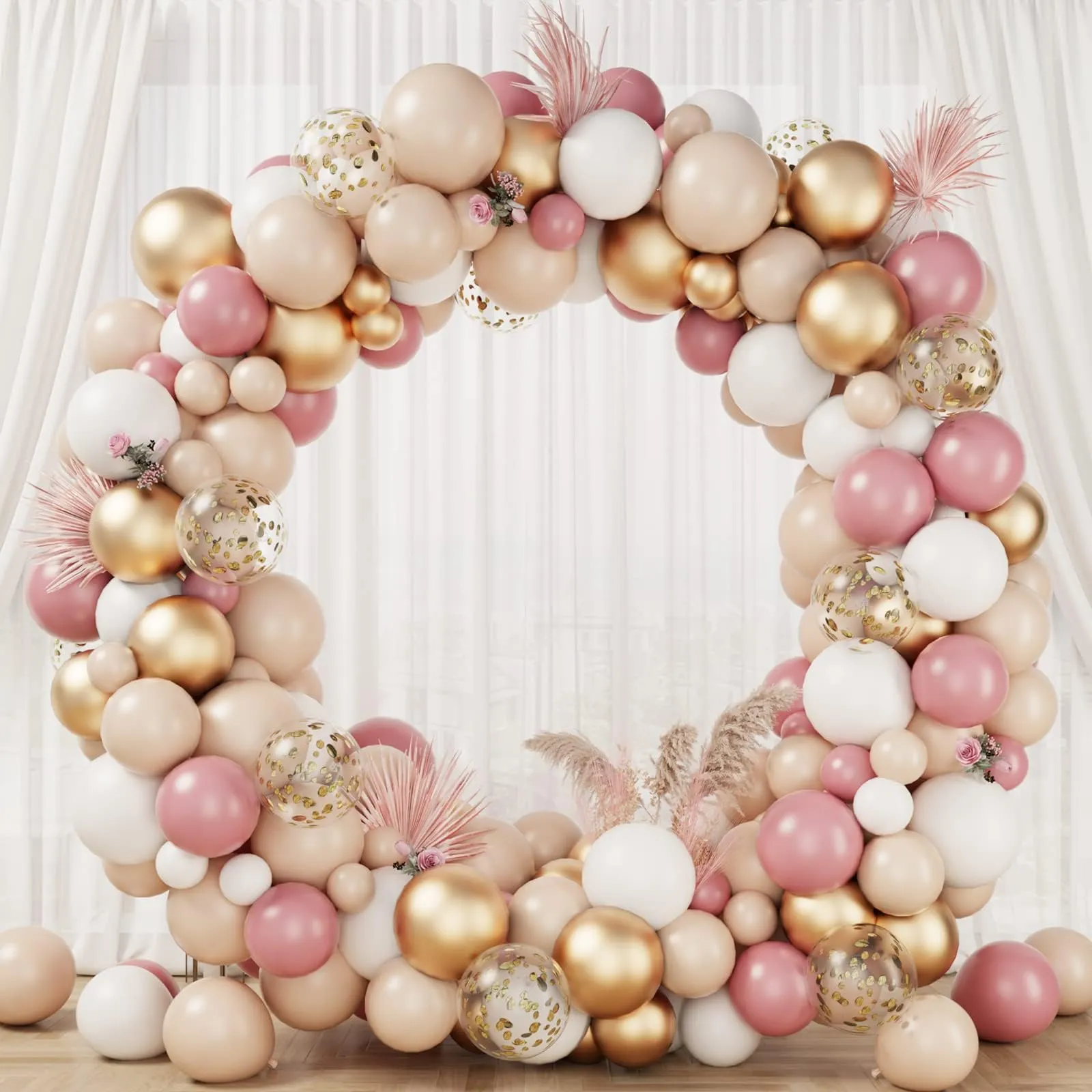 fairymaiden Kit Arco di Palloncini Oro Rosa e Bianco, 115 Pezzi - immagine 4