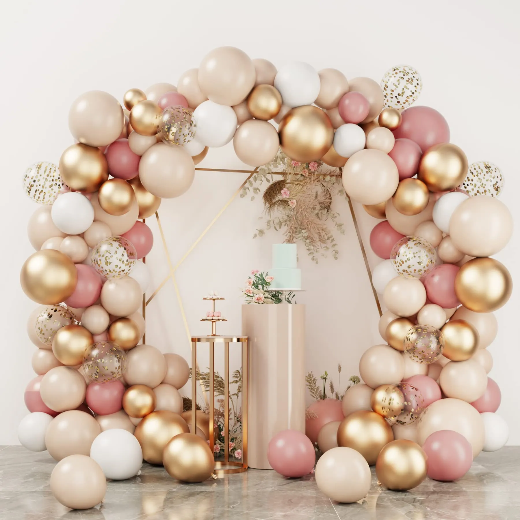 fairymaiden Kit Arco di Palloncini Oro Rosa e Bianco, 115 Pezzi - immagine 6