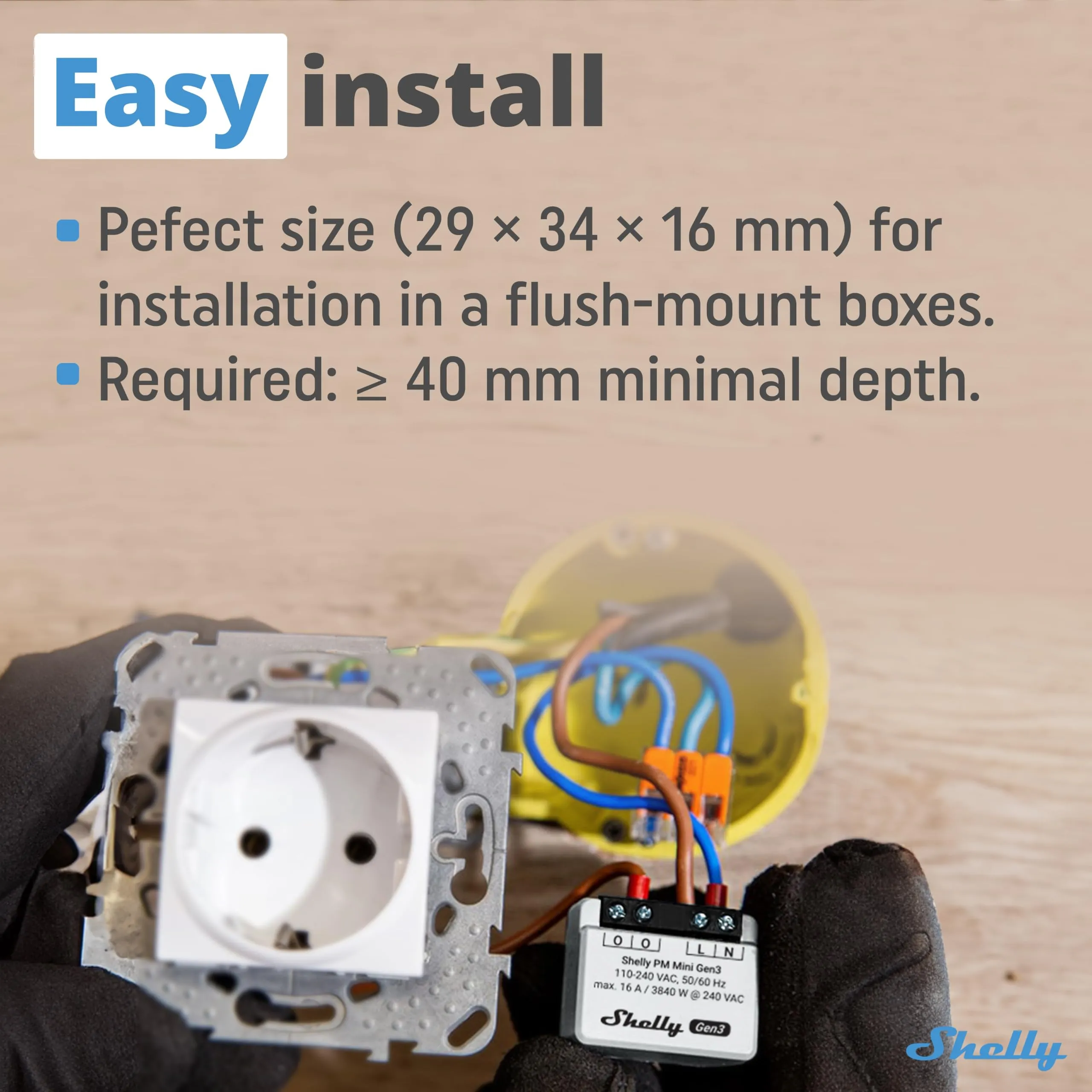 Shelly PM Mini Gen3 Misuratore di Potenza Intelligente WiFi 1 Canale 16A - immagine 4