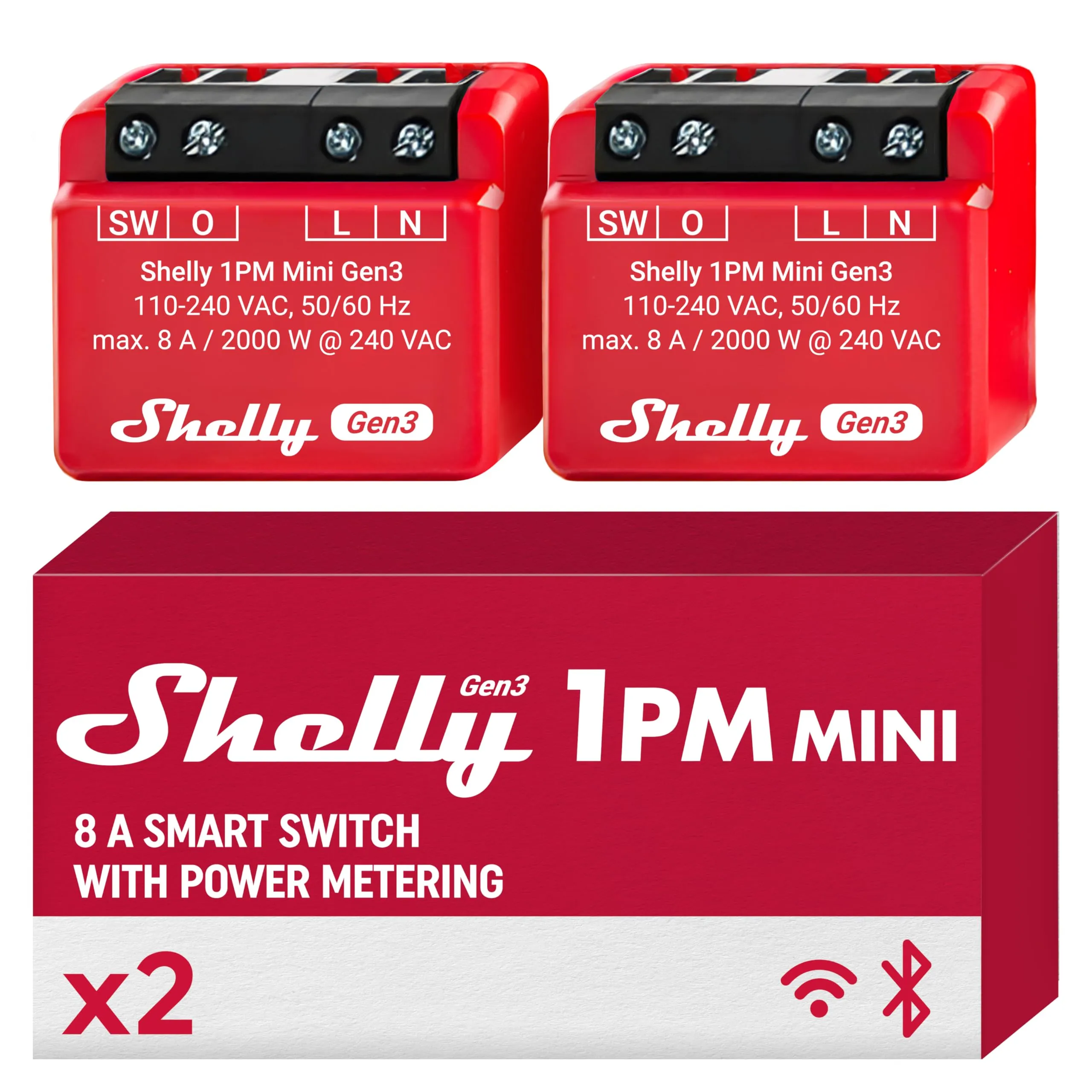 Shelly 1PM Mini Gen3 Interruttore Smart WiFi e Bluetooth (2 pezzi) - immagine 1