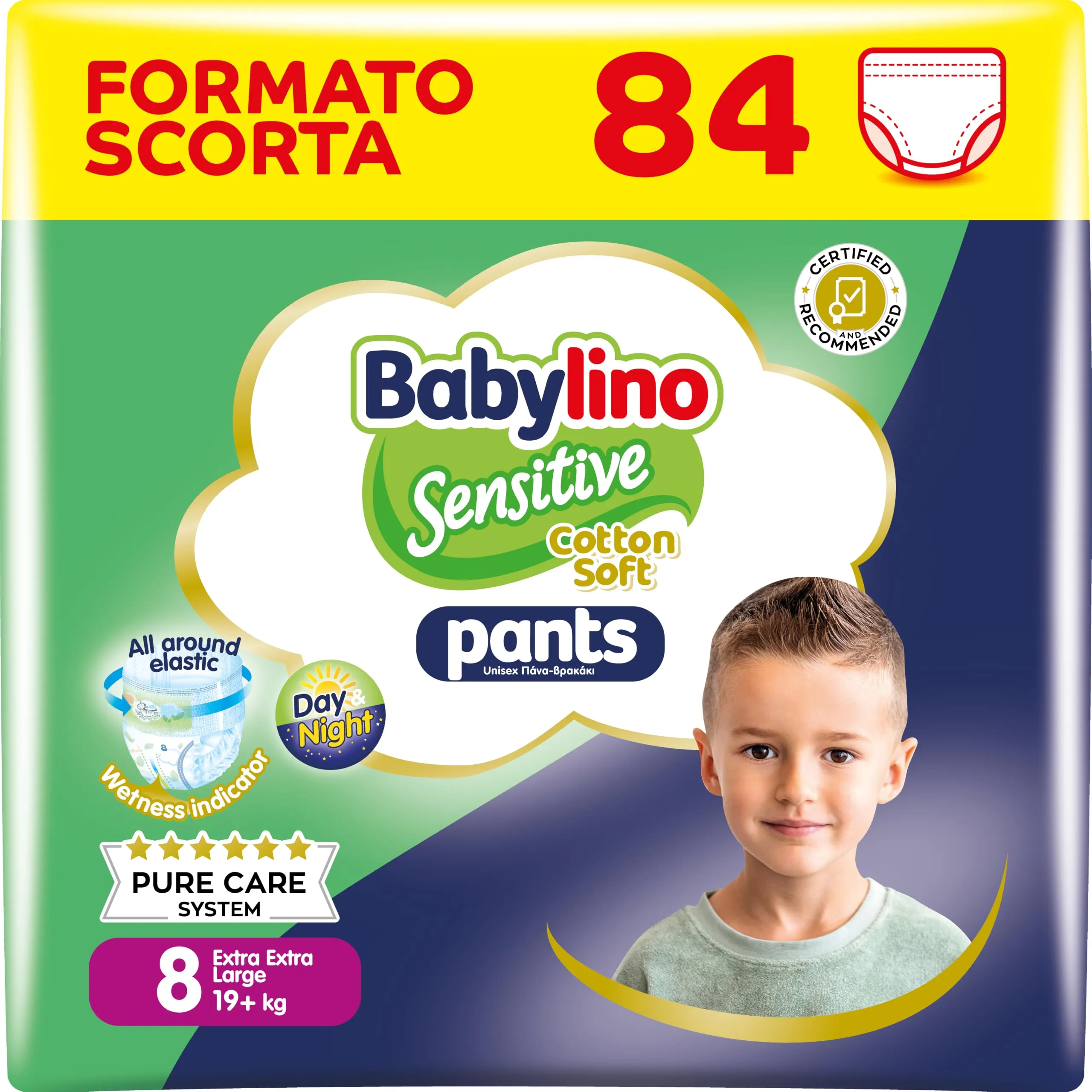 Babylino Sensitive Cotton Soft Pannolini Mutandina Taglia 8, Pants XXL (20+ Kg), 84 Unità - immagine 1