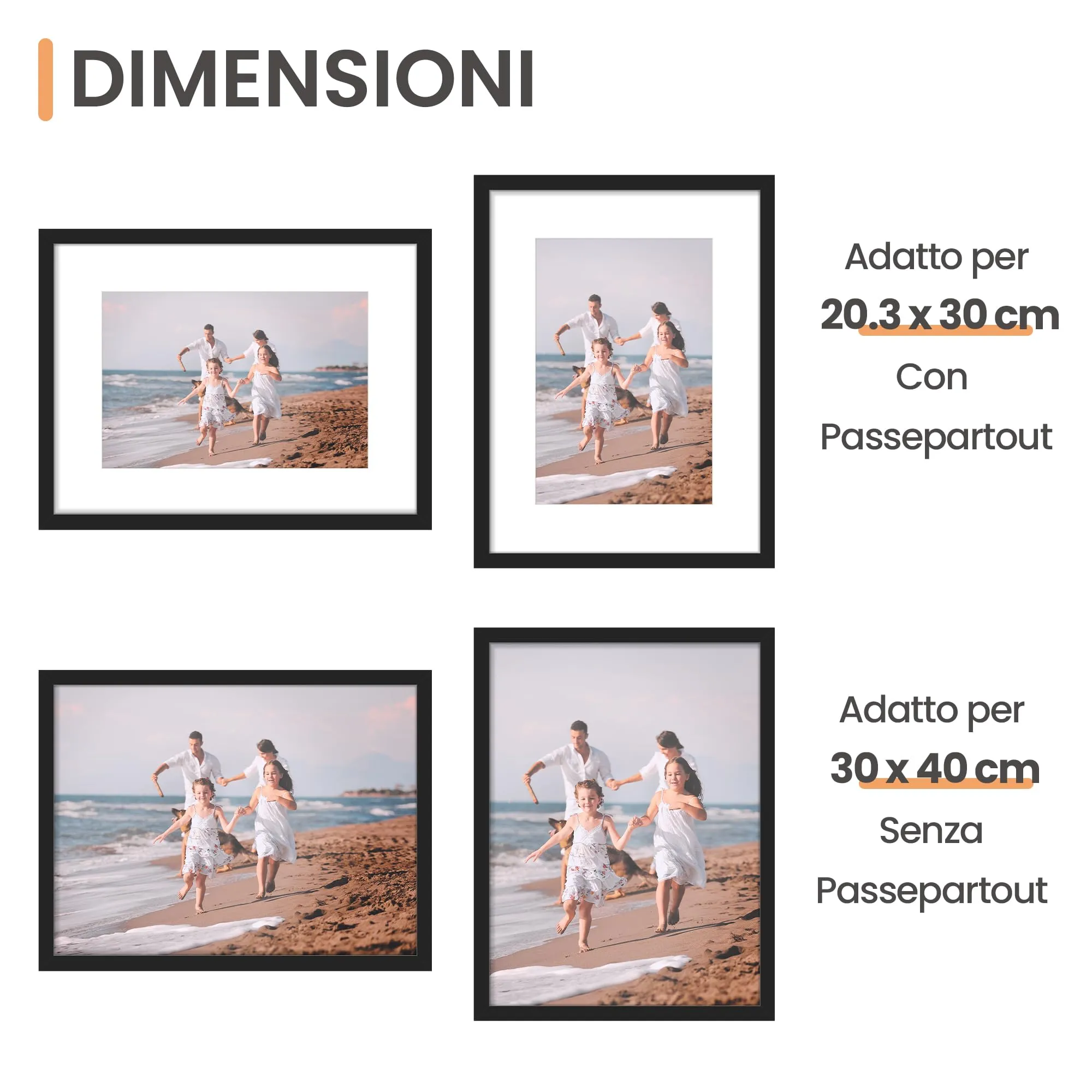 upsimples Cornici portafoto, Set da 3, 30 x 40 cm, Nero - immagine 2