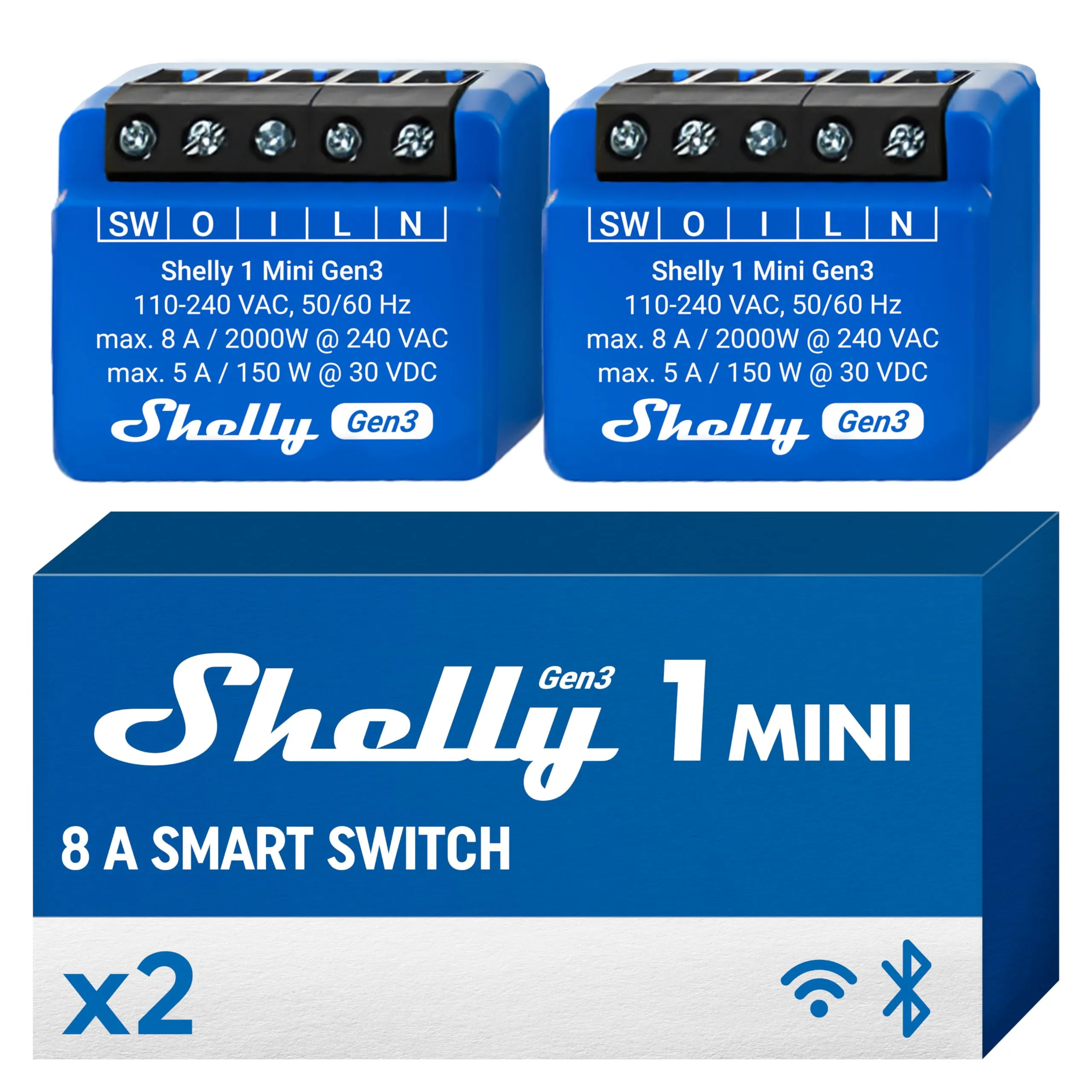 Shelly 1 Mini Gen 3 Interruttore Intelligente Relé Wi-Fi e Bluetooth (2 pz) - immagine 1