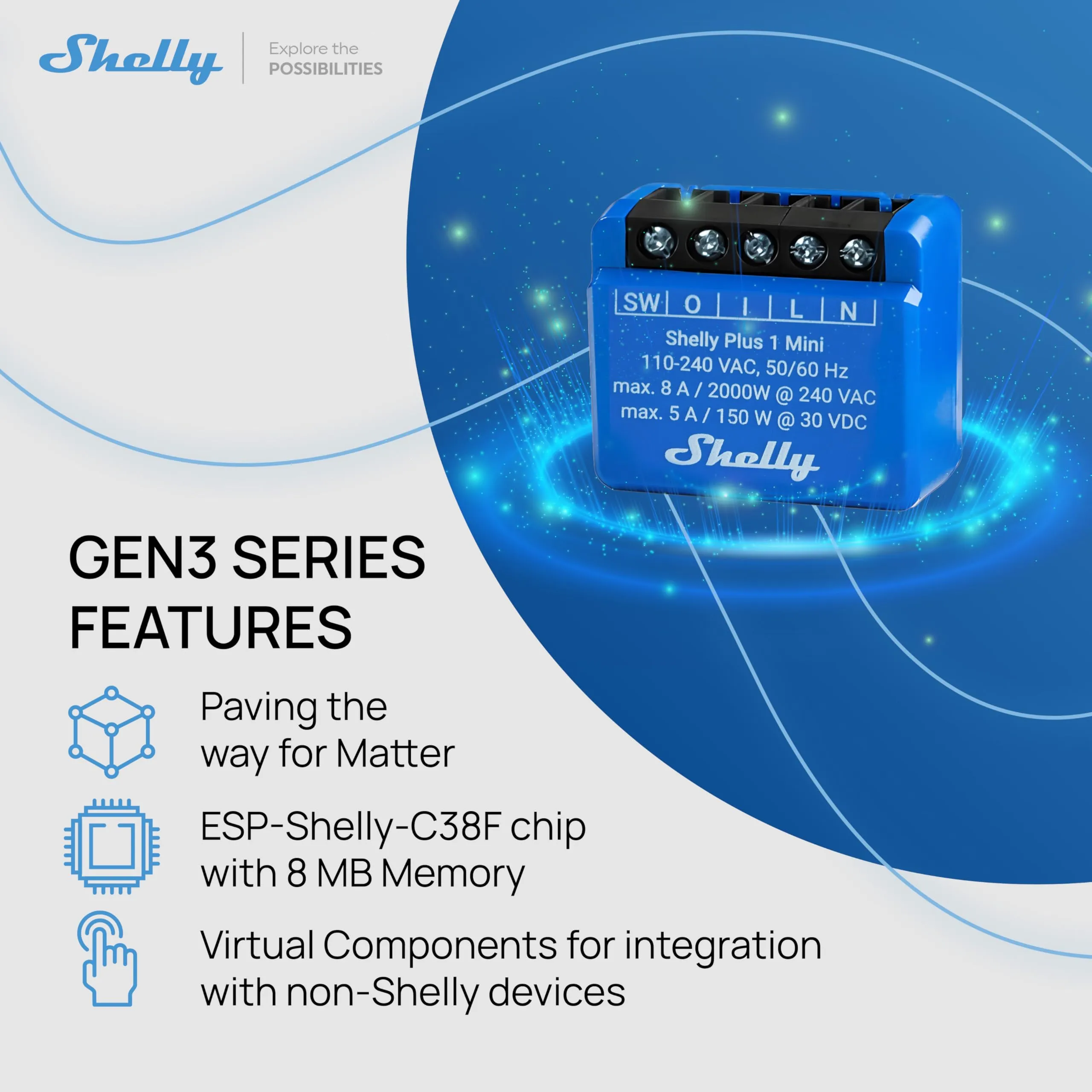 Shelly 1 Mini Gen 3 Interruttore Intelligente Relé Wi-Fi e Bluetooth (2 pz) - immagine 7