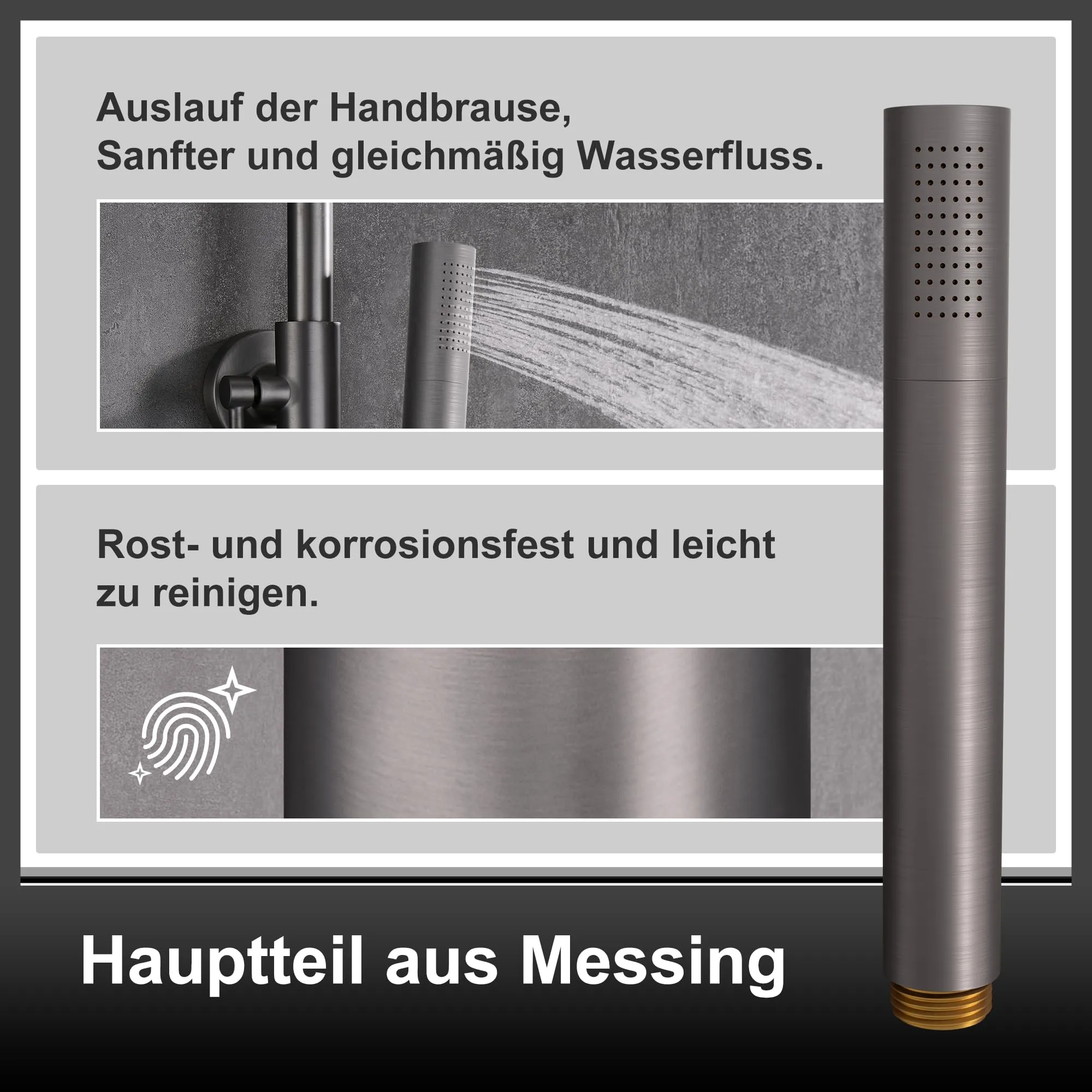 Görbach Colonna Doccia Acciaio Inox con Miscelatore Termostatico e Soffione 25 cm, Grigio - immagine 3