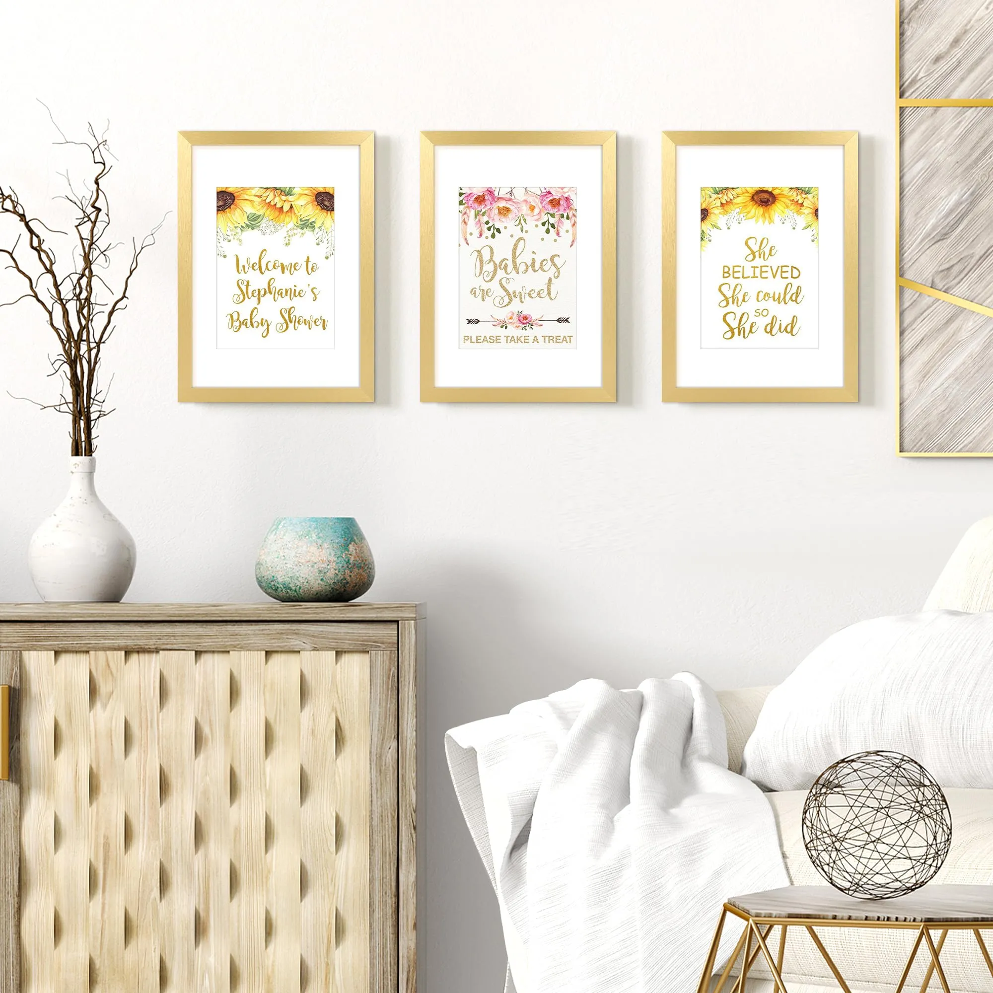 upsimples Set di 3 Cornici Portafoto A4 21x29,7 cm, Oro - immagine 5