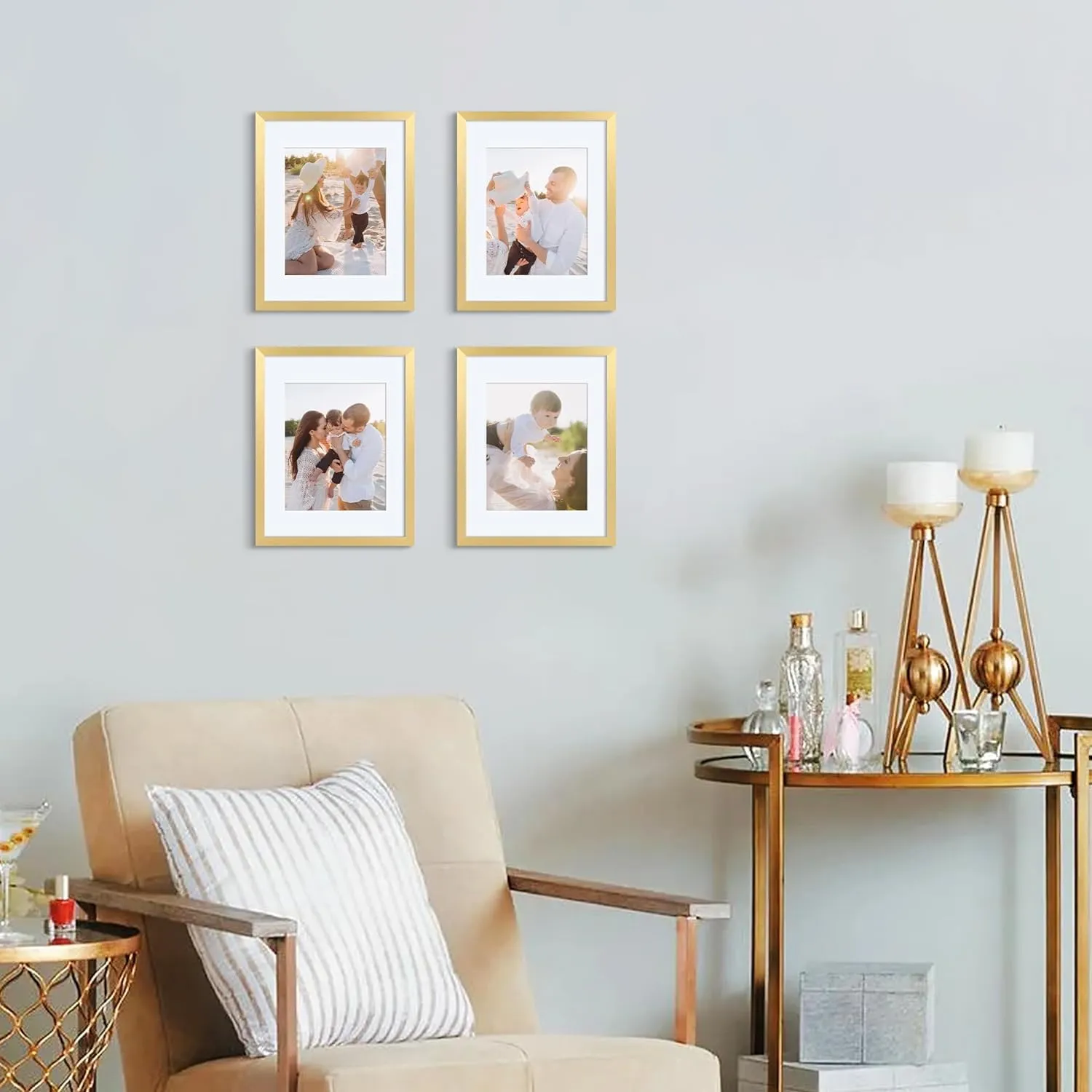upsimples Set di 3 Cornici Portafoto A4 21x29,7 cm, Oro - immagine 6