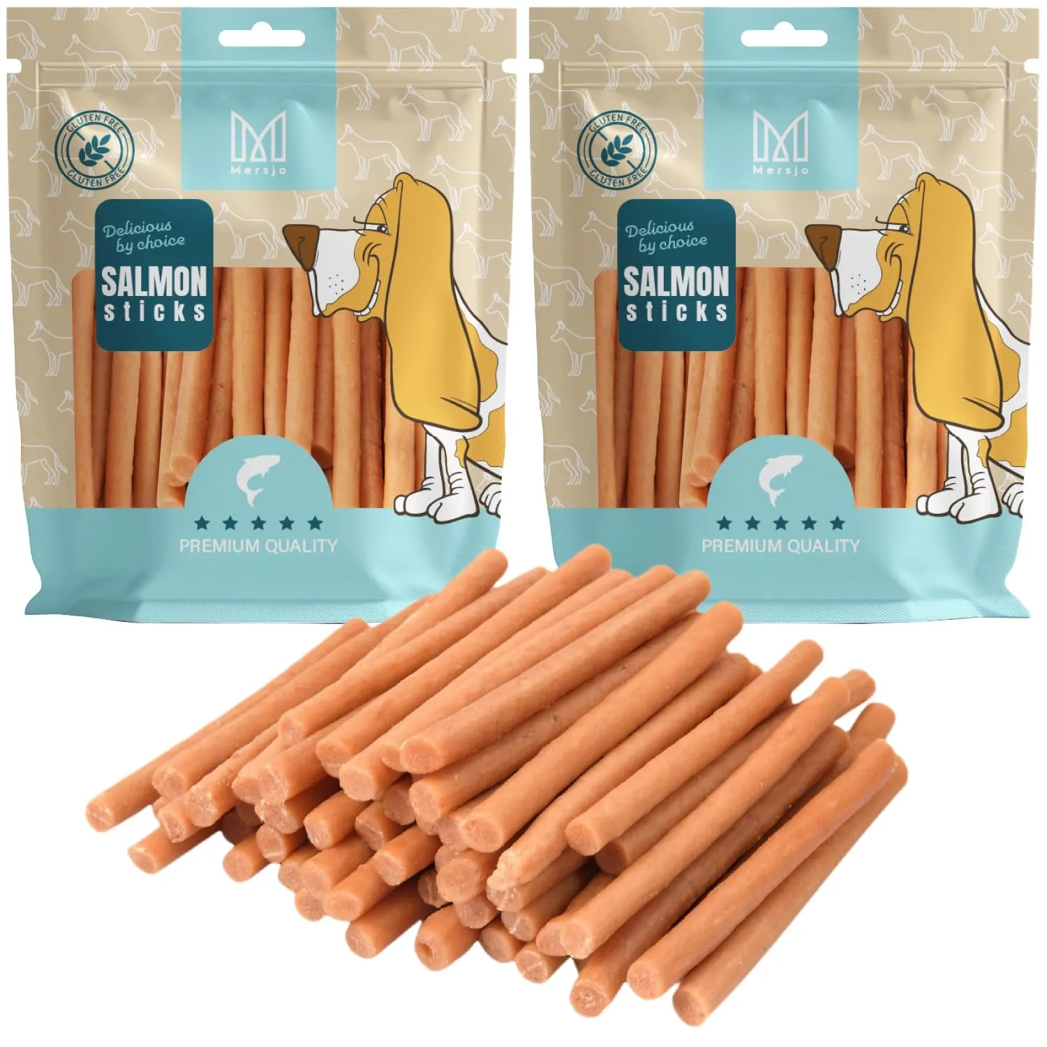 MERSJO Dolcetti per cani al salmone, 85% carne, senza cereali e zucchero, 500 g (Confezione da 2) - immagine 1