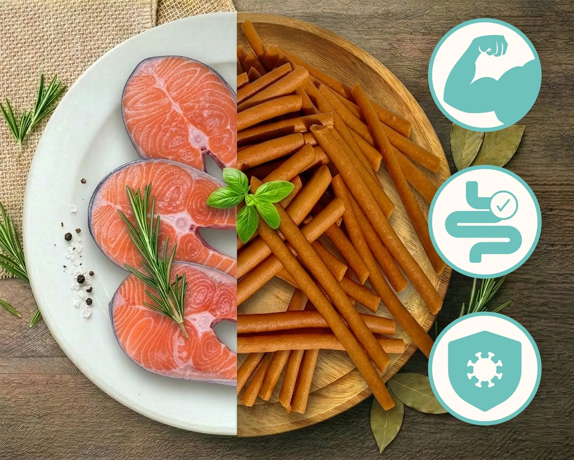 MERSJO Dolcetti per cani al salmone, 85% carne, senza cereali e zucchero, 500 g (Confezione da 2) - immagine 3