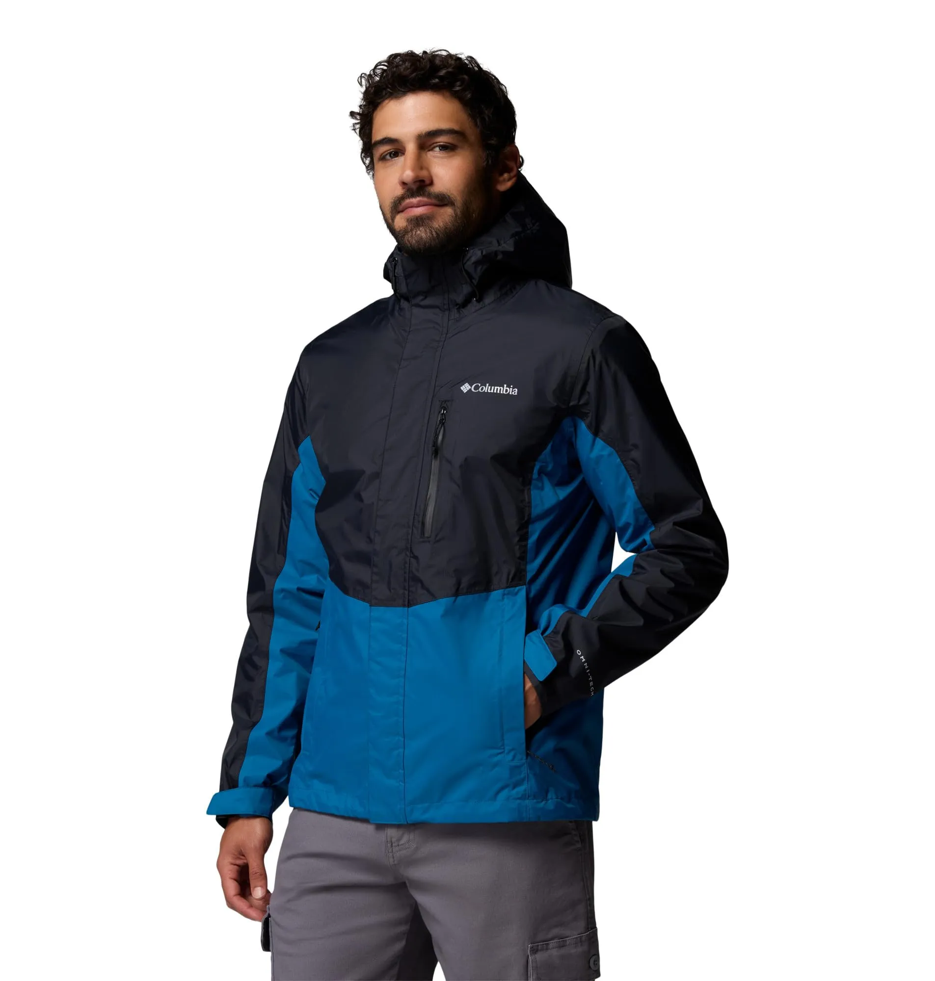 Columbia Pouring Adventure 3 Giacca Impermeabile da Uomo, Nero/Blu Fenice, XXL - immagine 4