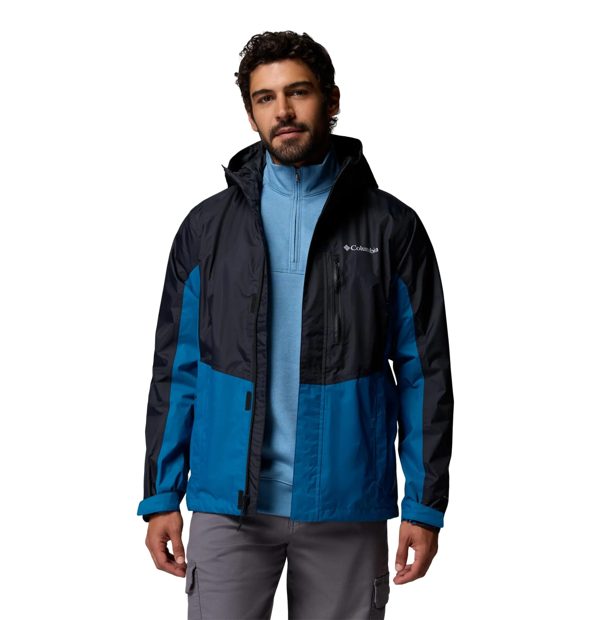 Columbia Pouring Adventure 3 Giacca Impermeabile da Uomo, Nero/Blu Fenice, XXL - immagine 5