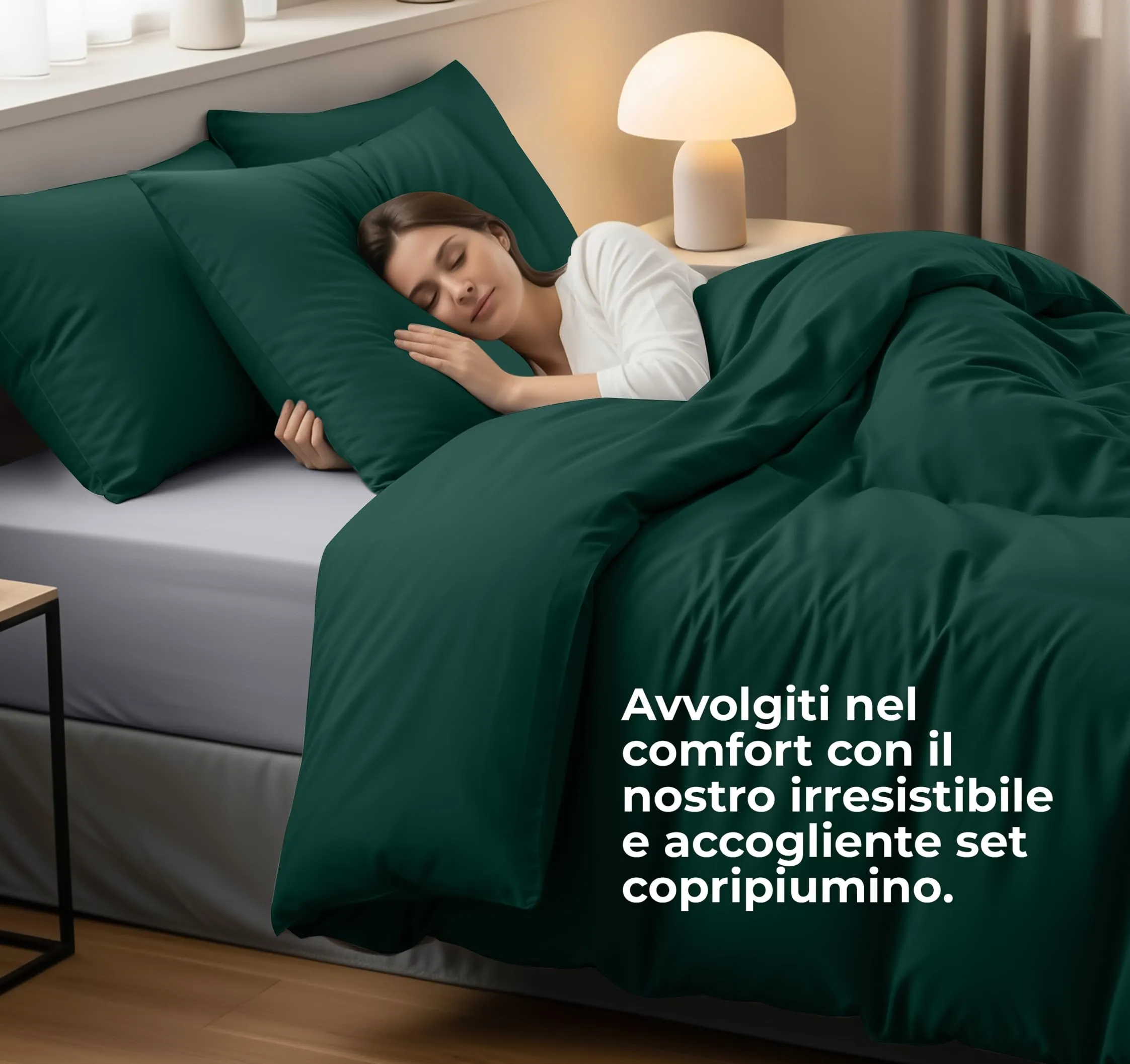 Utopia Bedding Set Copripiumino 135x200 cm e Federa 80x80 cm, Smeraldo - immagine 3