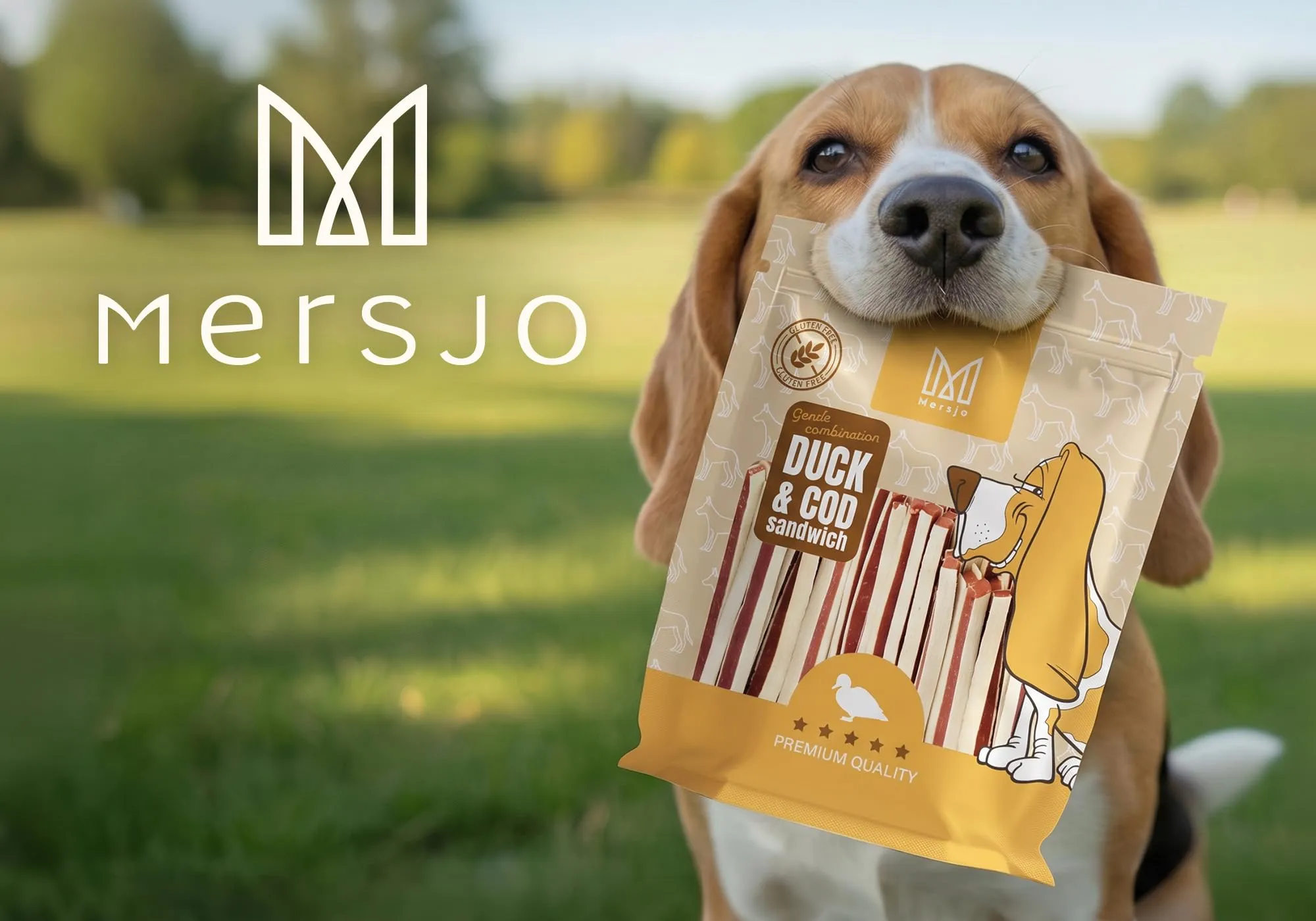 MERSJO Dolcetti per cani, strisce d'anatra, 87% carne, senza cereali e zucchero, 500 g (Confezione da 2) - immagine 2