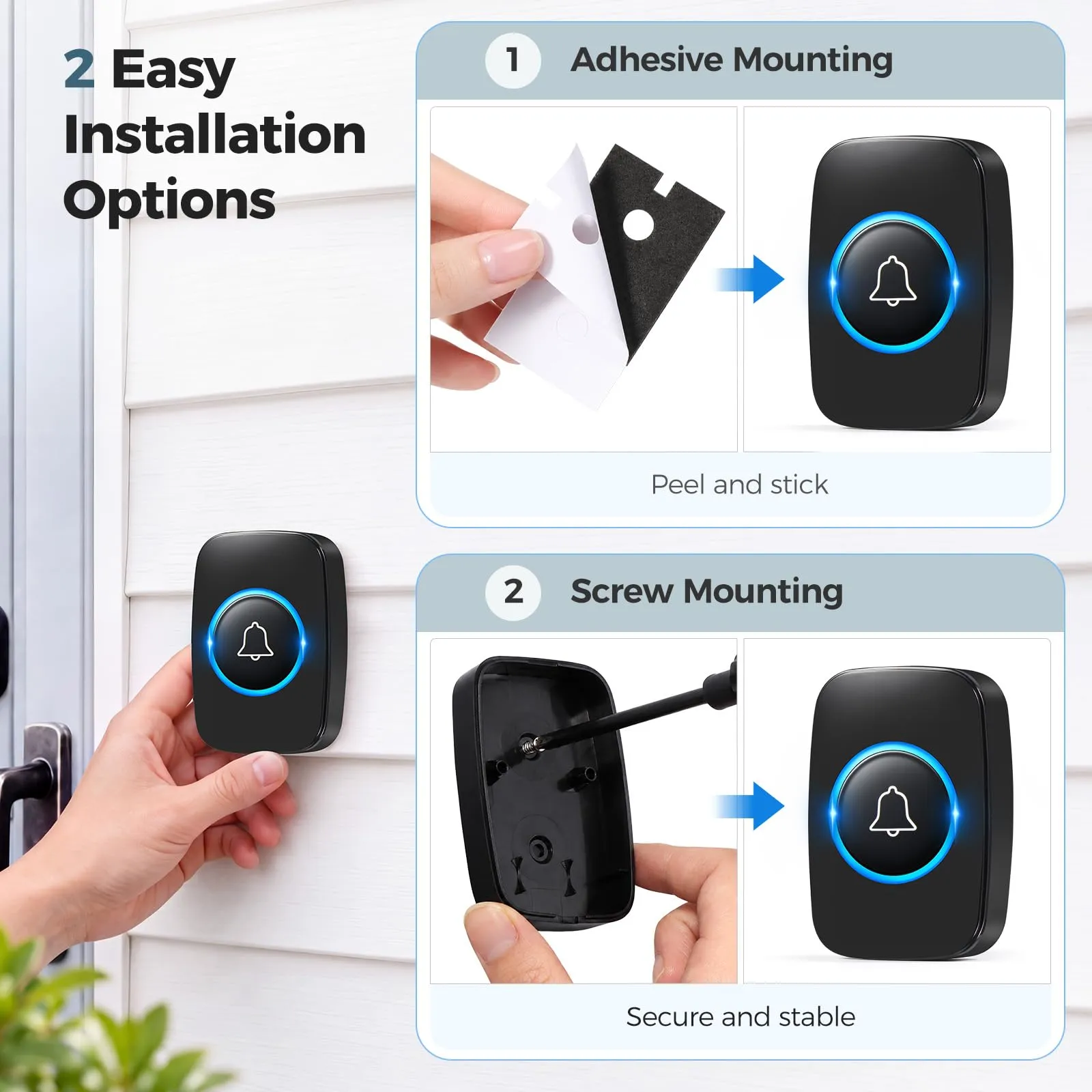 Blendura Campanello Senza Fili da Esterno Impermeabile IP44 Raggio 300M - immagine 4