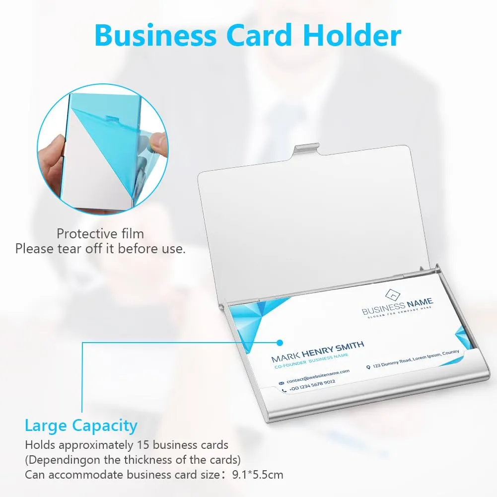 Vicloon Portabiglietti da Visita in Acciaio Inox, Porta Carte di Credito Tascabile, Bianco - immagine 5
