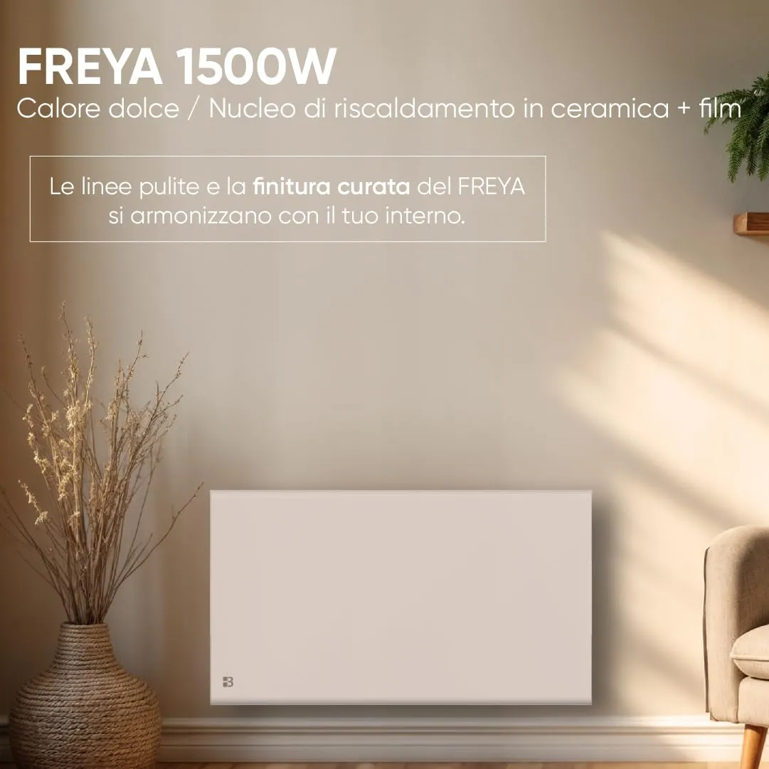 Bestherm Freya Radiatore elettrico fisso a inerzia secca ceramica e pellicola 1500W orizzontale bianco - immagine 2