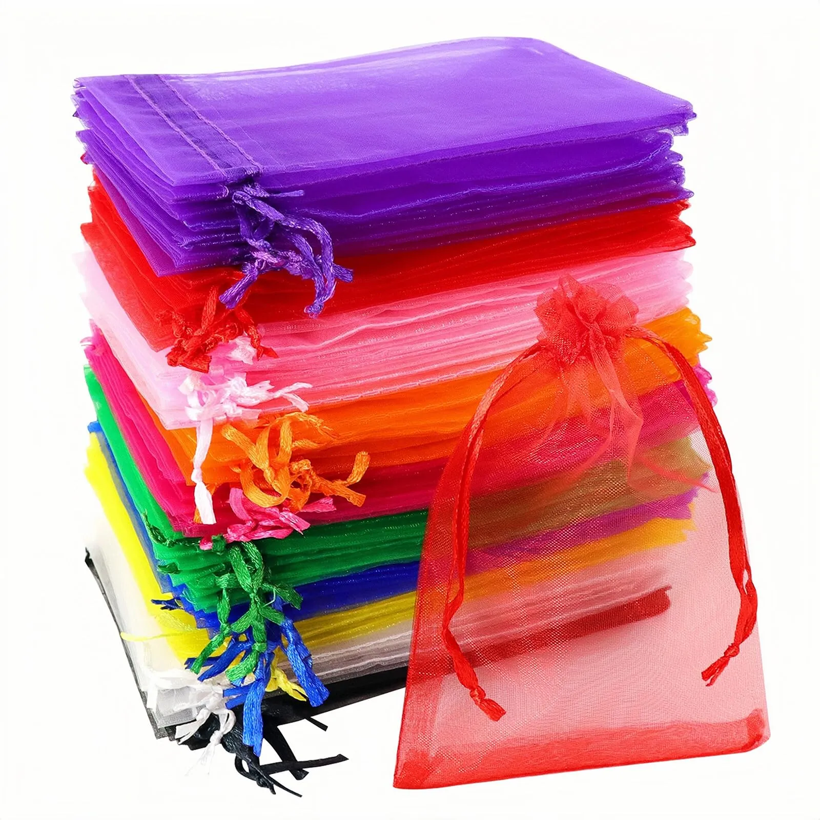 Soodyoow Sacchetti in Organza con Coulisse, 10 x 15 cm, 100 Pezzi, Multicolore - immagine 1
