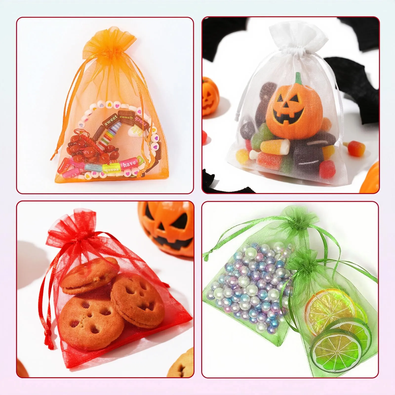 Soodyoow Sacchetti in Organza con Coulisse, 10 x 15 cm, 100 Pezzi, Multicolore - immagine 5