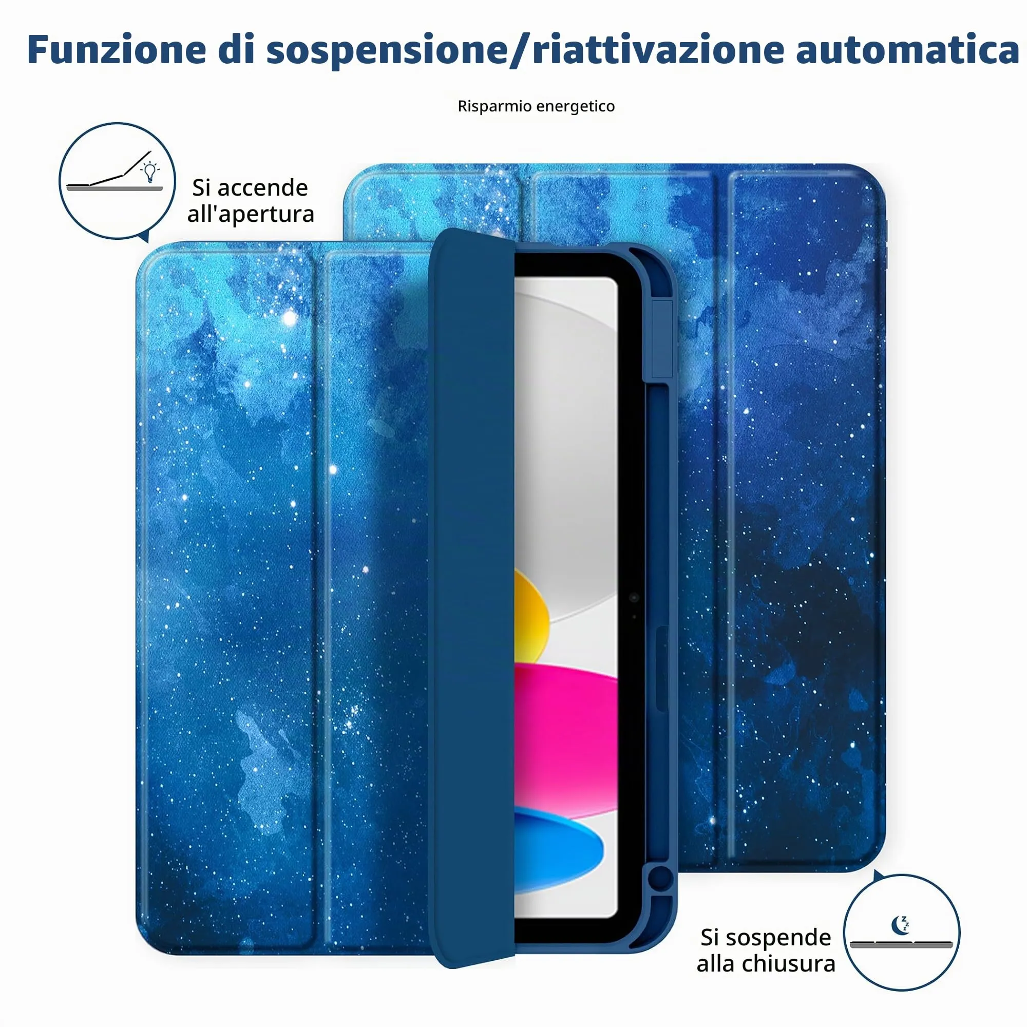 CACOE Cover per iPad 11ª Generazione (A16) / iPad 10ª Generazione 10.9 pollici - Stella Blu - immagine 3