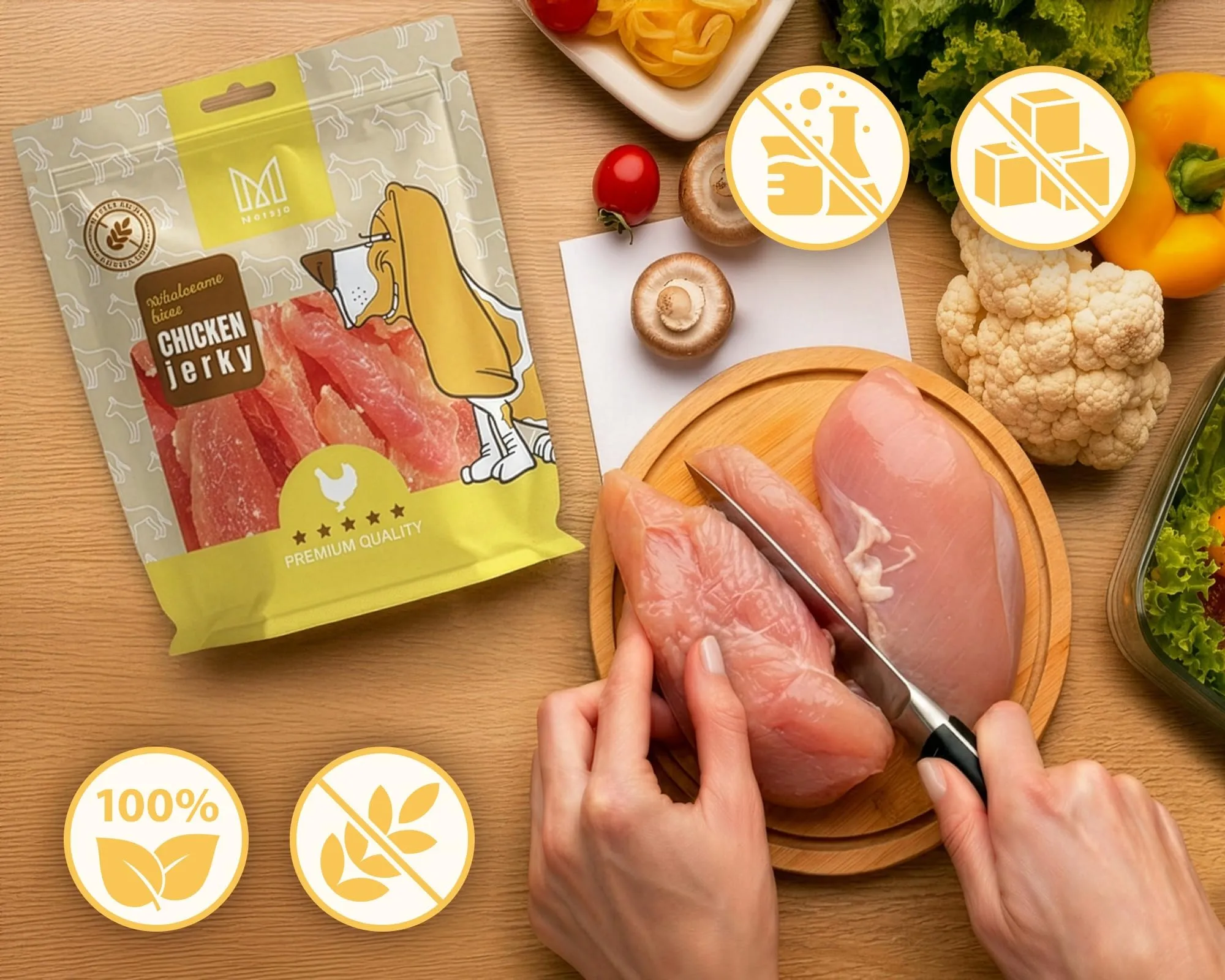 MERSJO Dolcetti per Cani al Petto di Pollo, 88% Carne, Senza Cereali e Zucchero, 500 g (Confezione da 2) - immagine 2