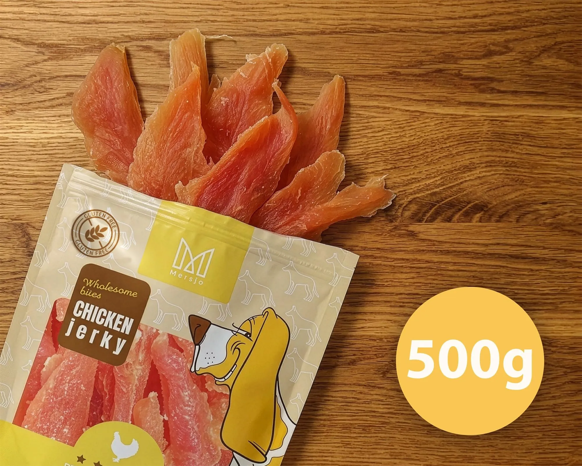 MERSJO Dolcetti per Cani al Petto di Pollo, 88% Carne, Senza Cereali e Zucchero, 500 g (Confezione da 2) - immagine 5