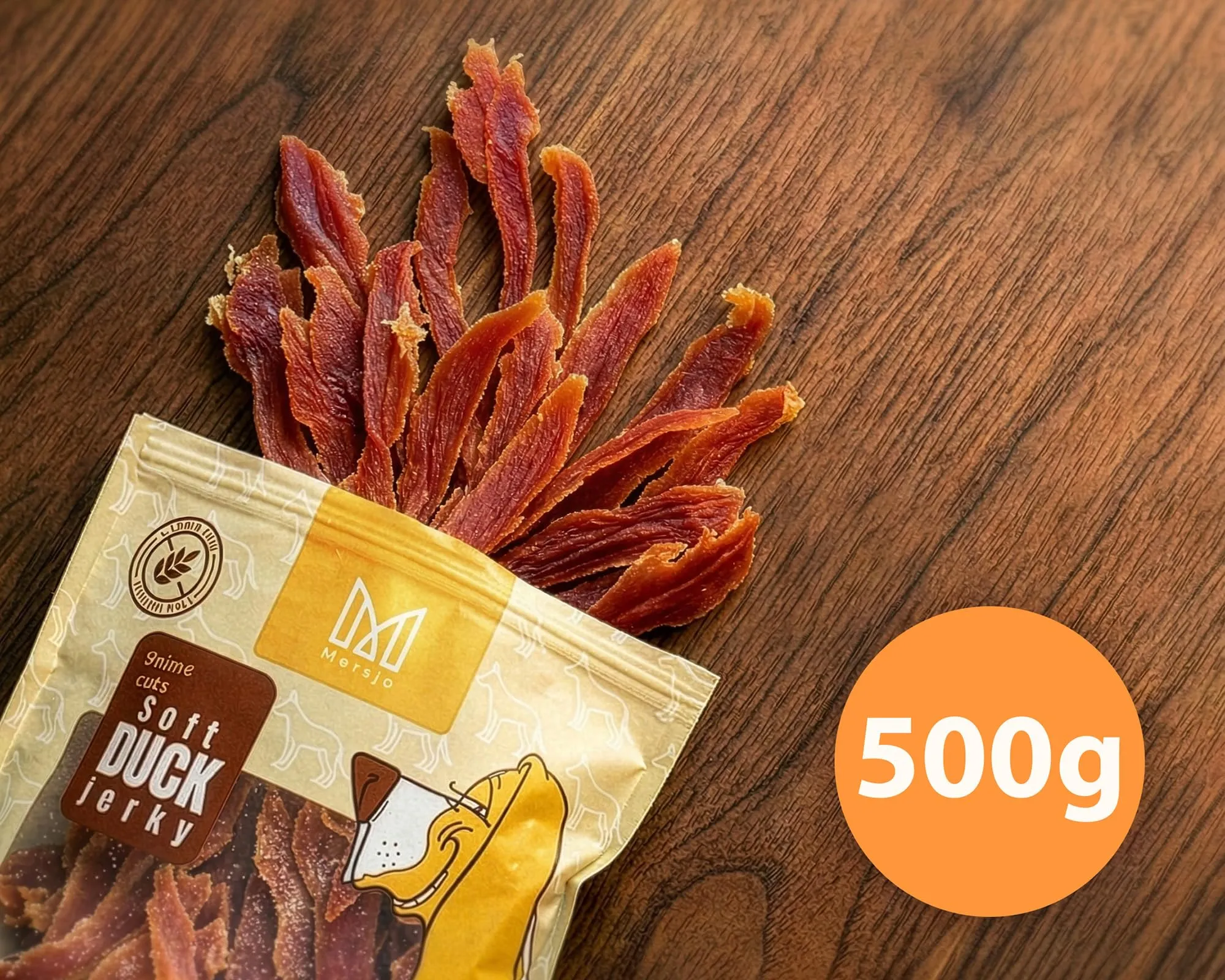 MERSJO Snack per cani al petto d'anatra, senza cereali e senza zucchero, 500 g (Confezione da 2) - immagine 4