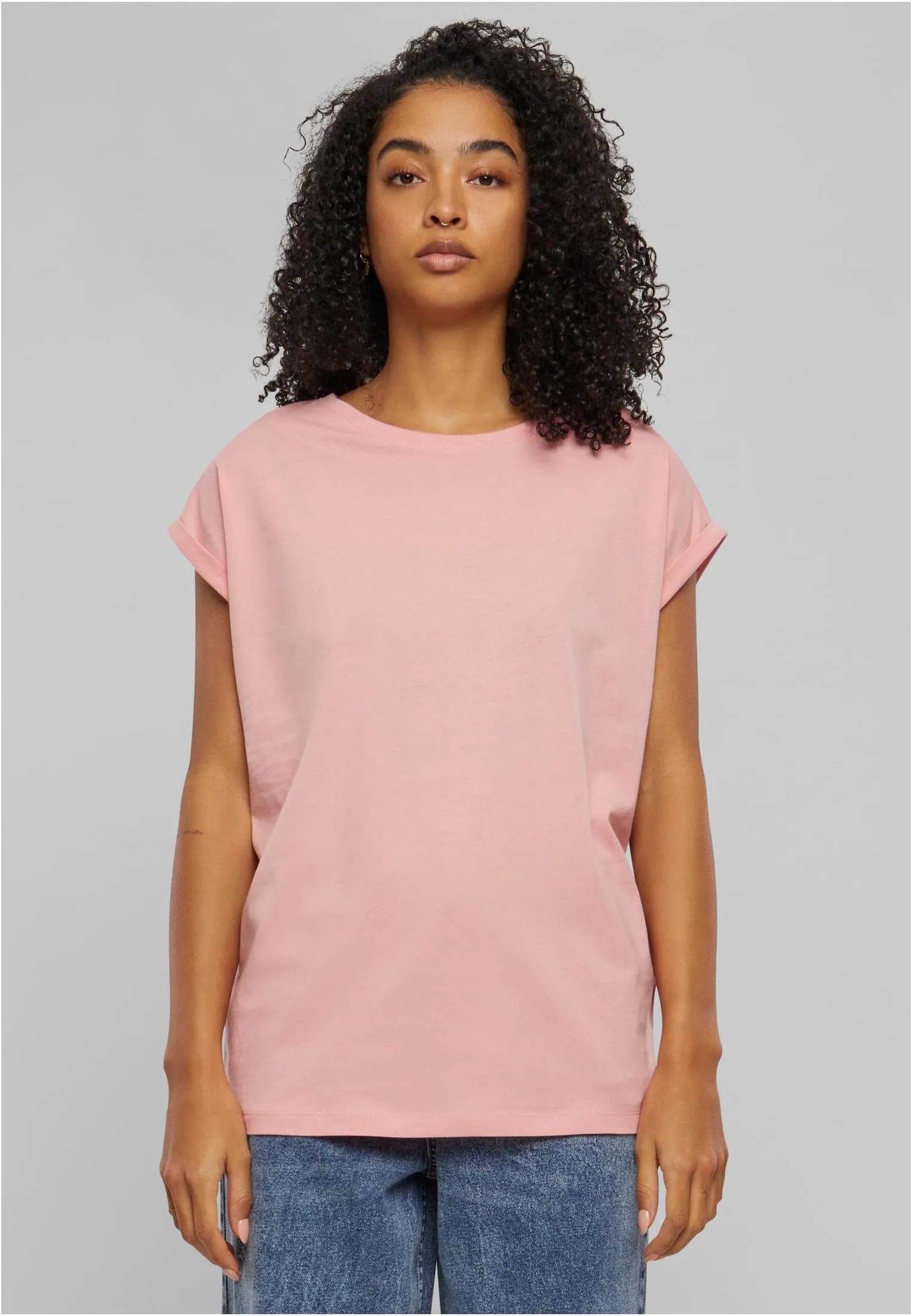 Urban Classics Ladies Extended Shoulder Tee, Rosa Limonata, S - immagine 5